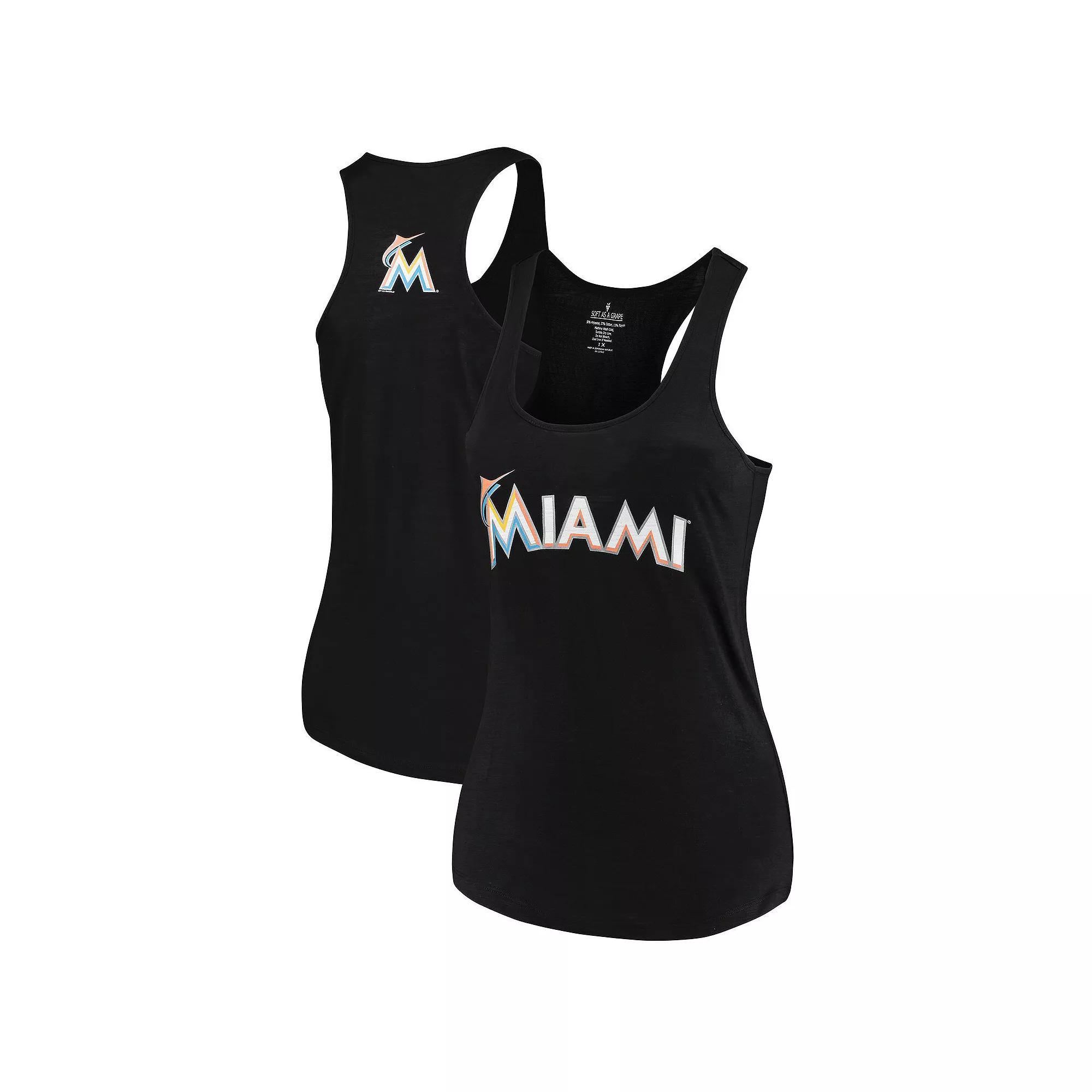 Womens Soft as a Grape Miami Marlins Plus Size Swing for the Fences Racerback Tank Top Product Image
