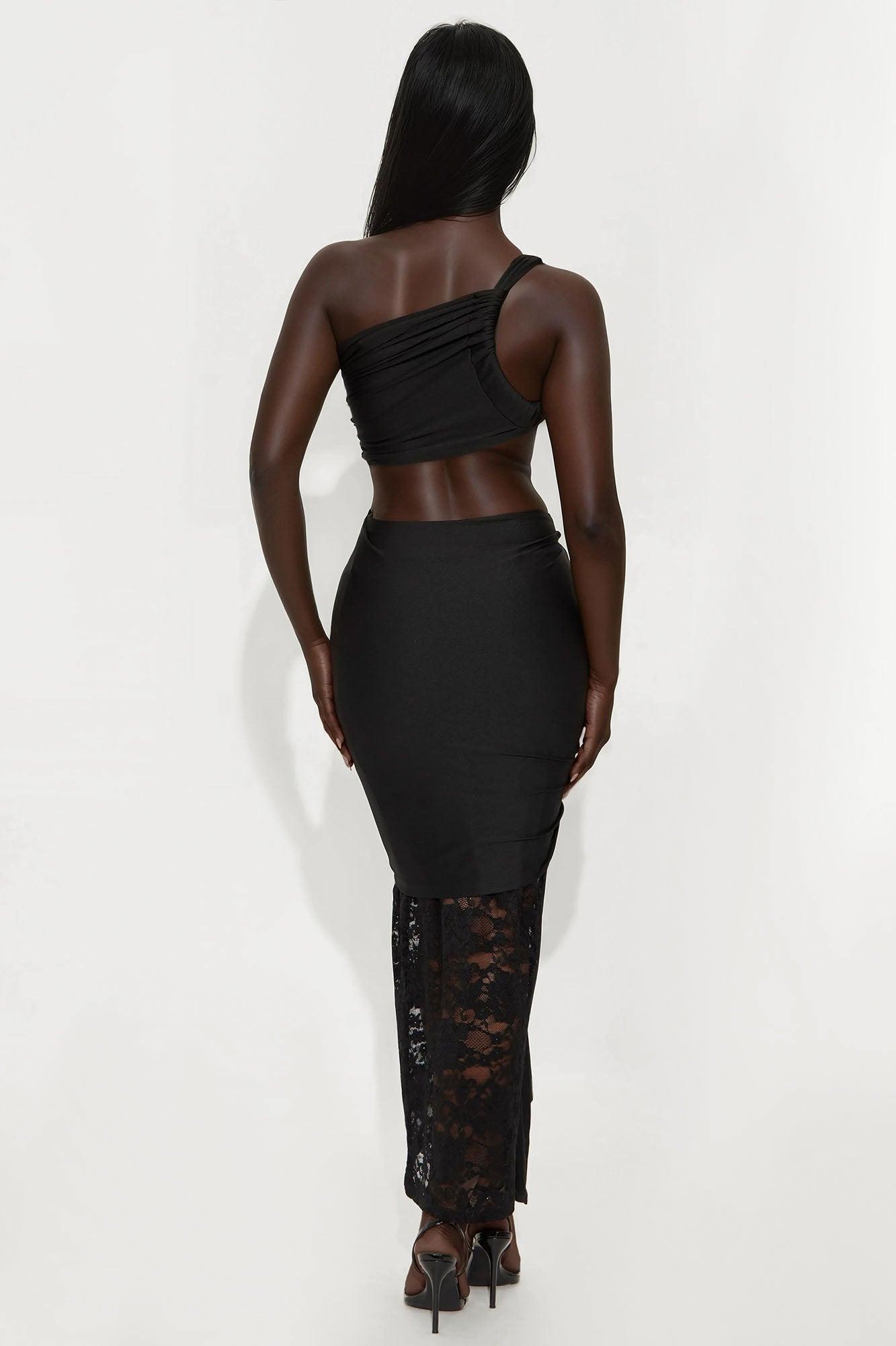 Forbidden Lace Maxi Skirt Set - Black Product Image