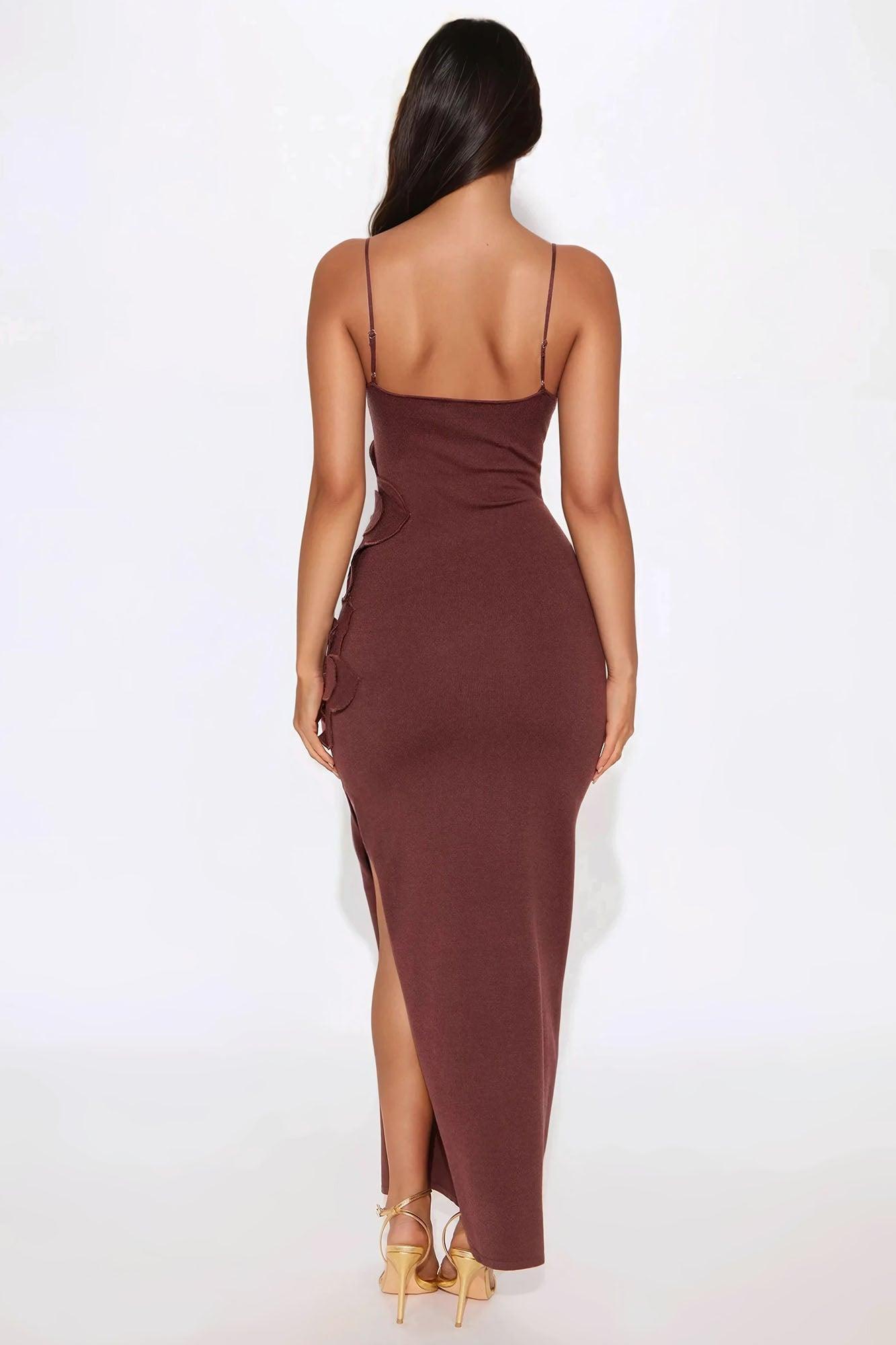 Flora Sweater Maxi Dress  - Chocolate Product Image