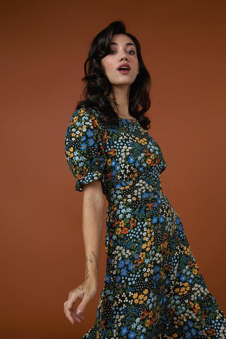 Ada 90's Floral Midi Dress Product Image