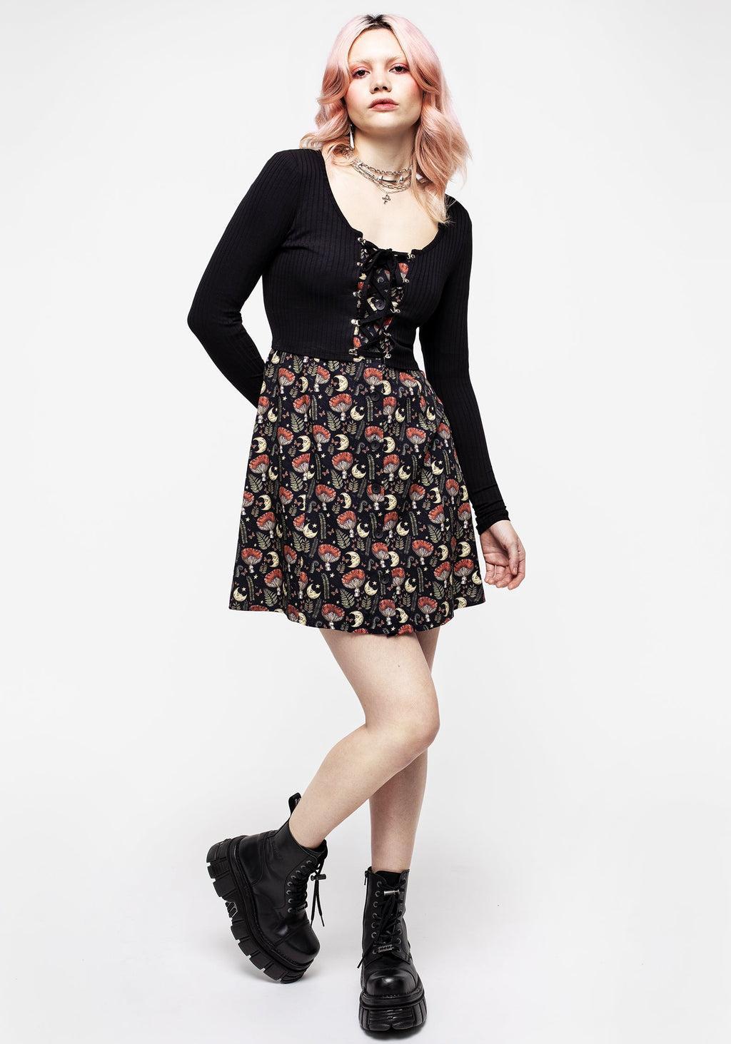 Dreamfast Mushroom Moon Print Mini Dress Product Image