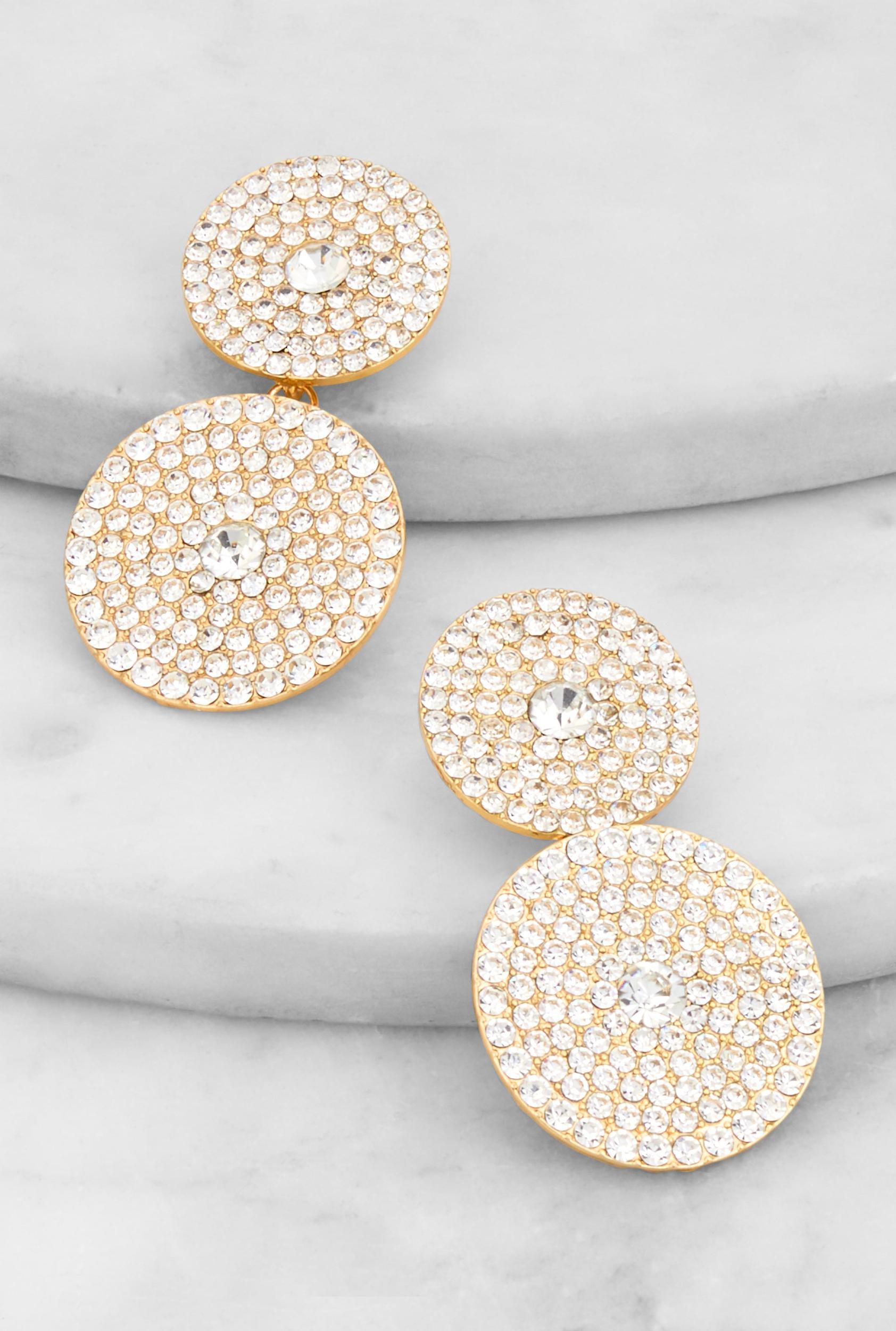 Pave Disc Drop Earrings Female Product Image