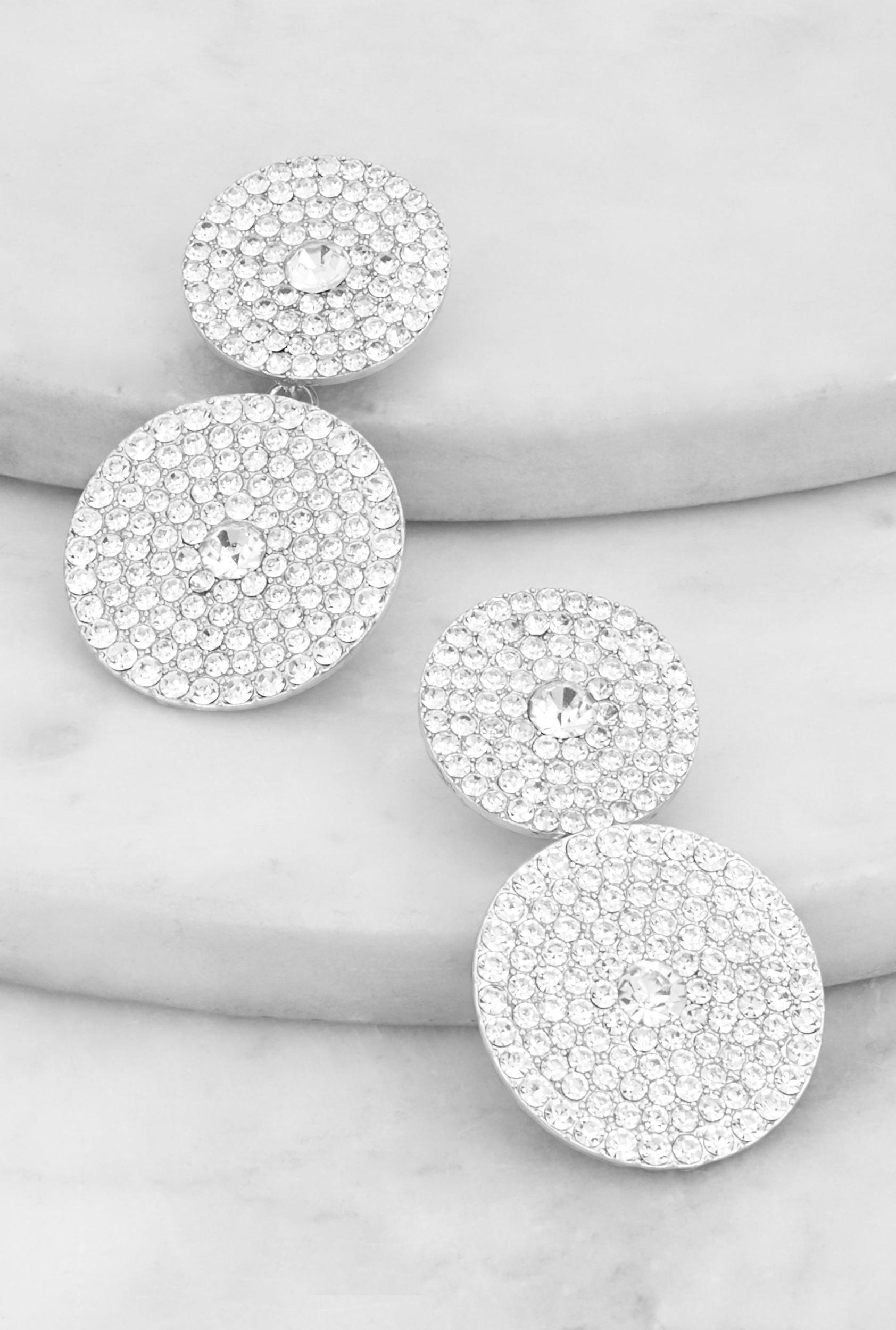 Pave Disc Drop Earrings Female Product Image