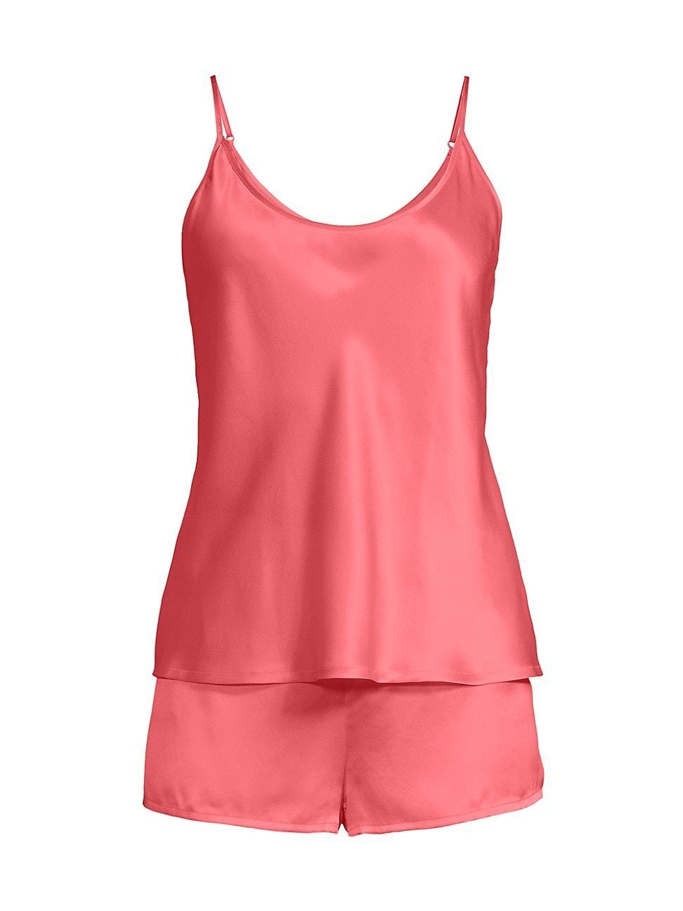Womens 2-Piece Silk Camisole & Shorts Pajama Set Product Image