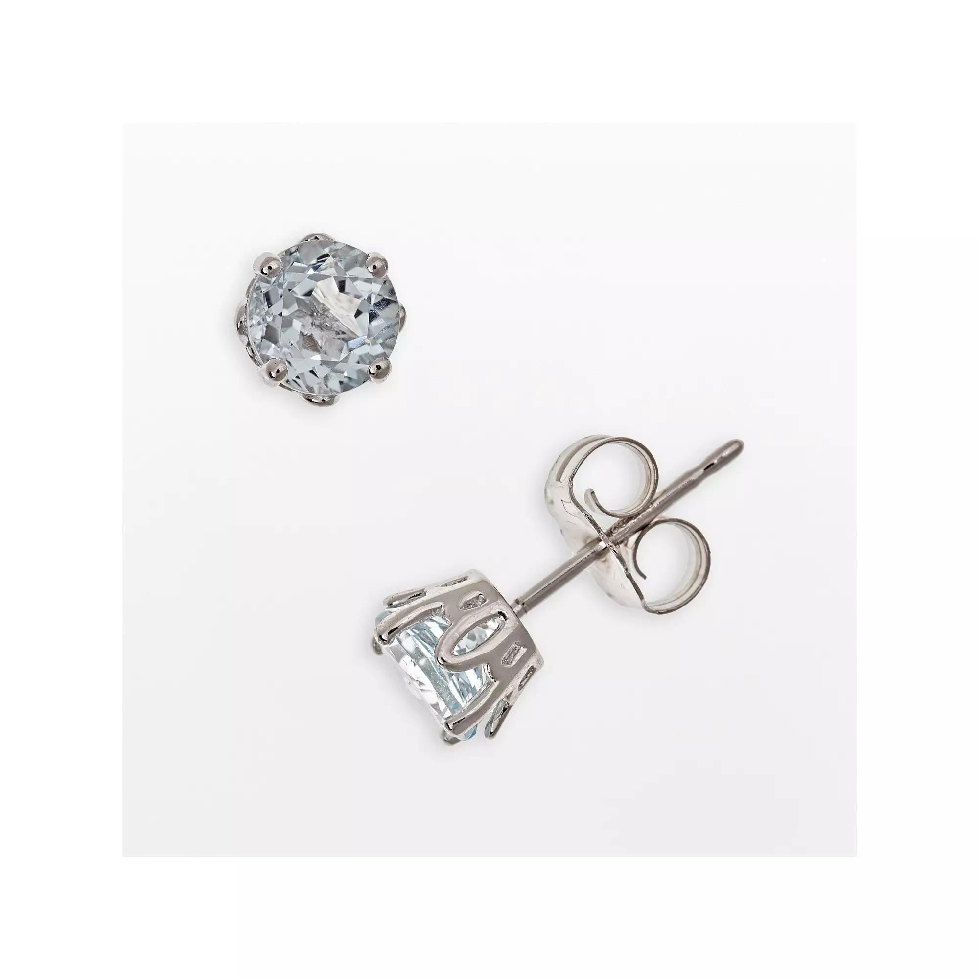 Celebration Gems Sterling Silver Aquamarine Stud Earrings, Women's, Blue Product Image