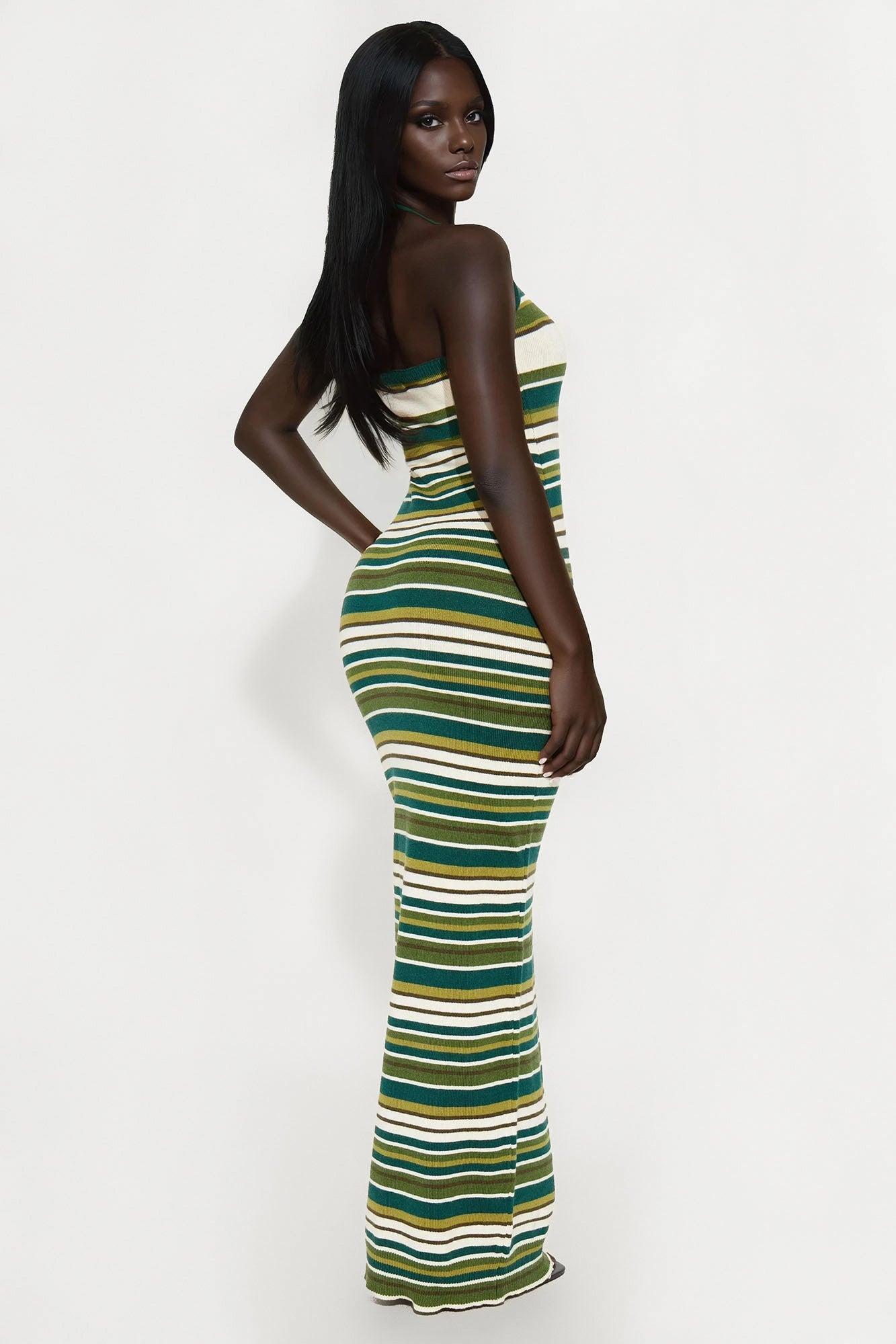 Lynette Striped Maxi Dress - Green/combo Product Image
