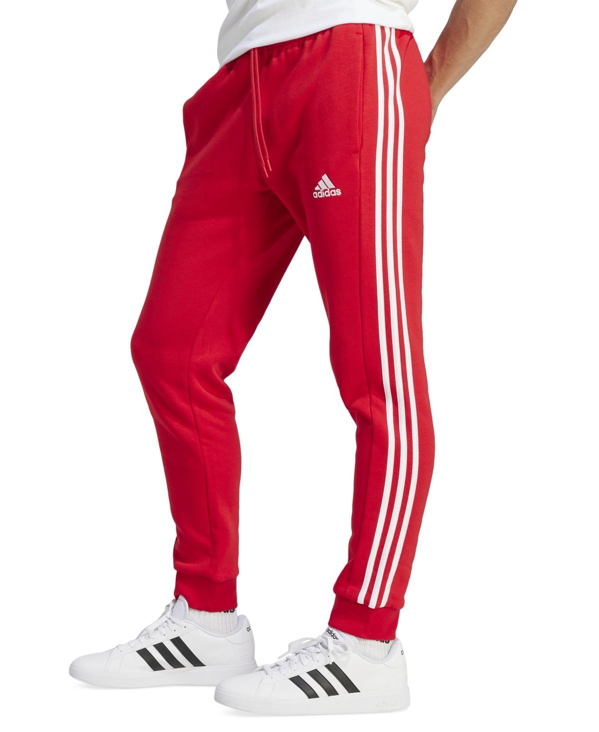 adidas Mens adidas Essentials 3-Stripes Fleece Tapered Cuff Pants - Mens Medium Grey Heather Product Image
