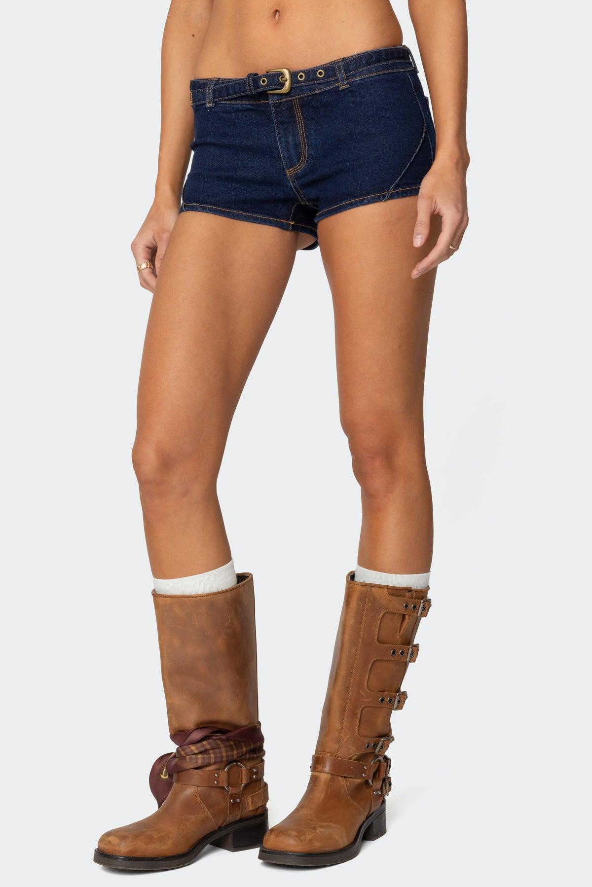 Ciel Low Rise Denim Micro Shorts Product Image