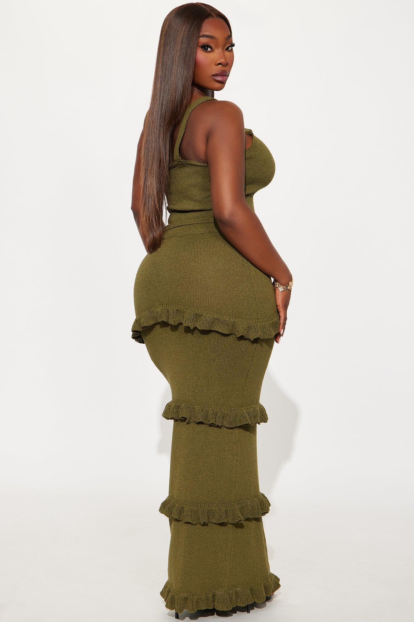 Citrus Grove Ruffle Maxi Skirt Set - Olive Product Image