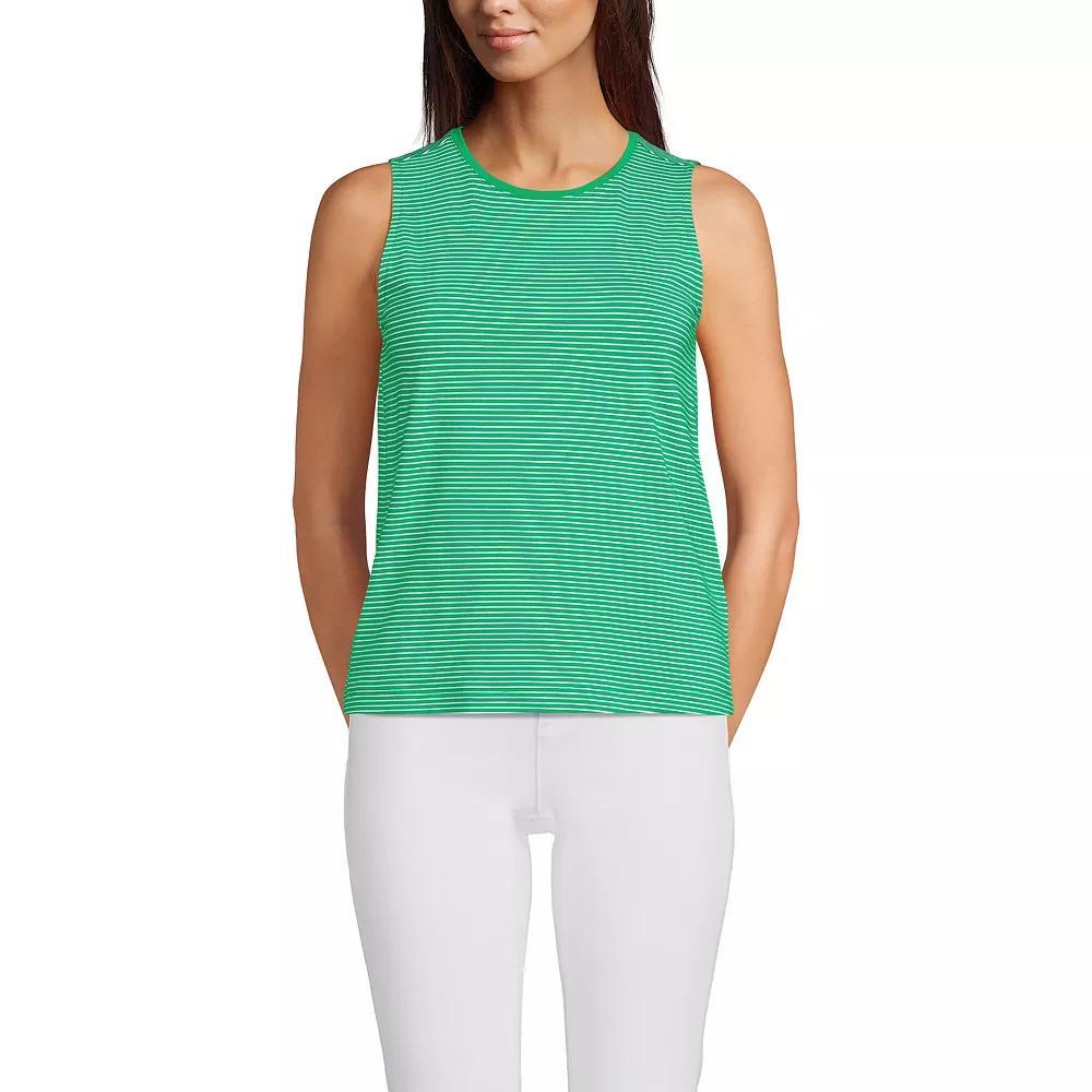 Women's Lands' End Lightweight Jersey Tank Top, Size: Large, Sweet Orange Stripe Product Image