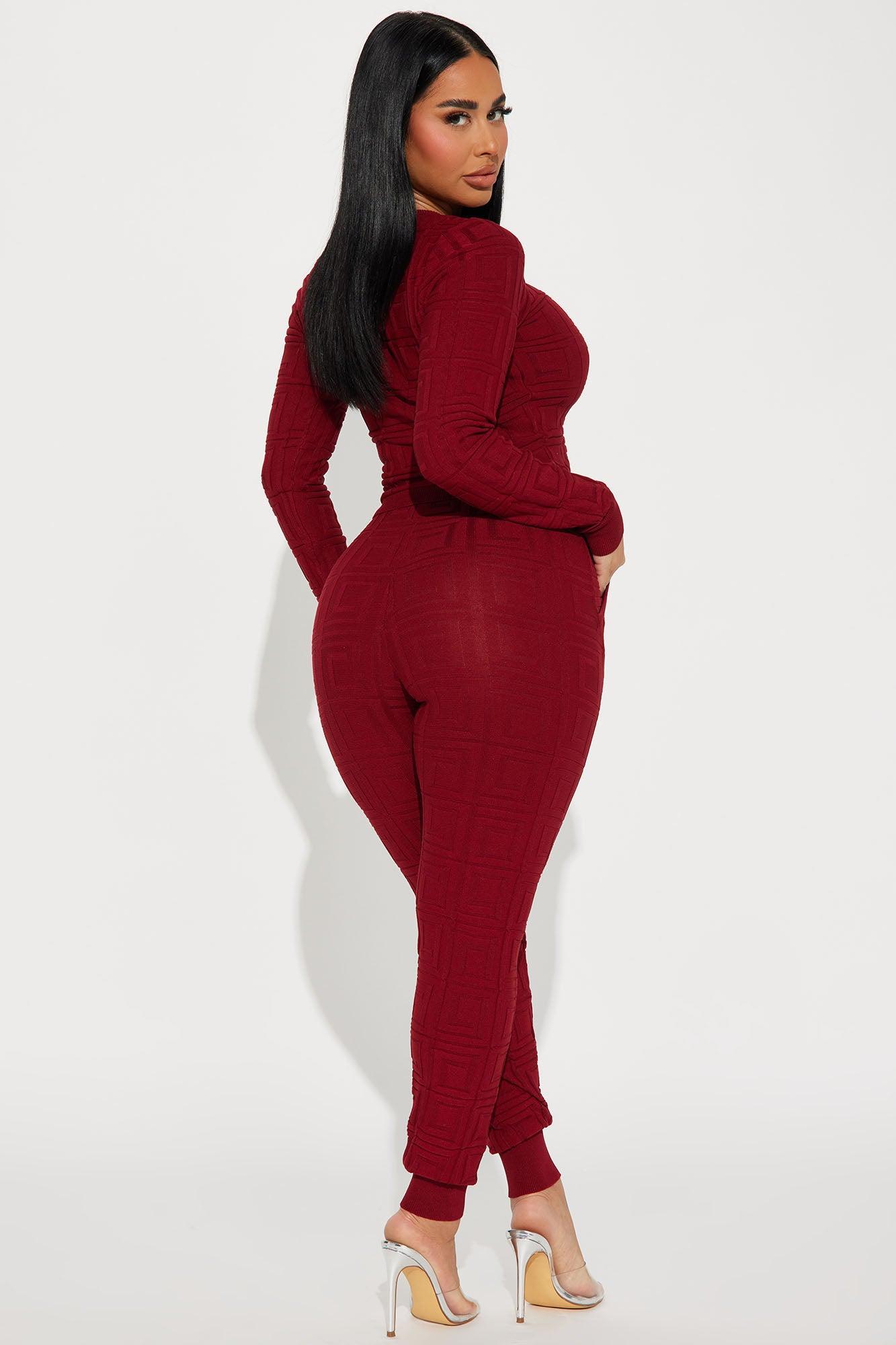 Never Complaining Sweater Legging Set - Burgundy Female Product Image