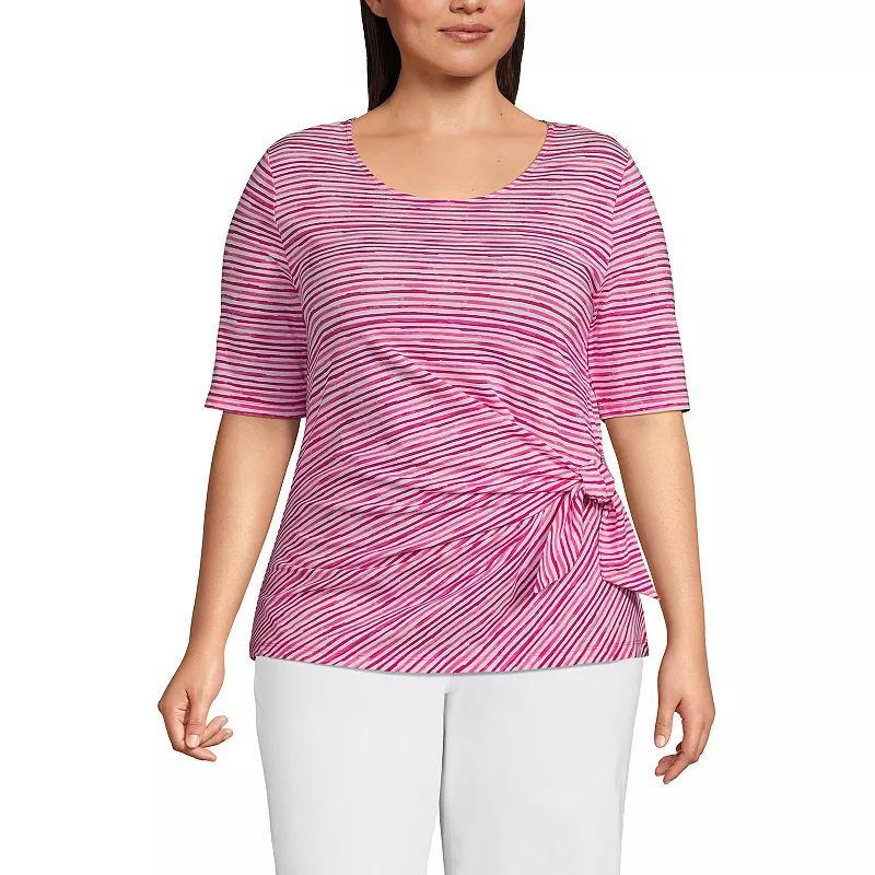 Women's Plus Size Lands' End Lightweight Jersey Tie Front Top, Size: 3XL, Black Product Image