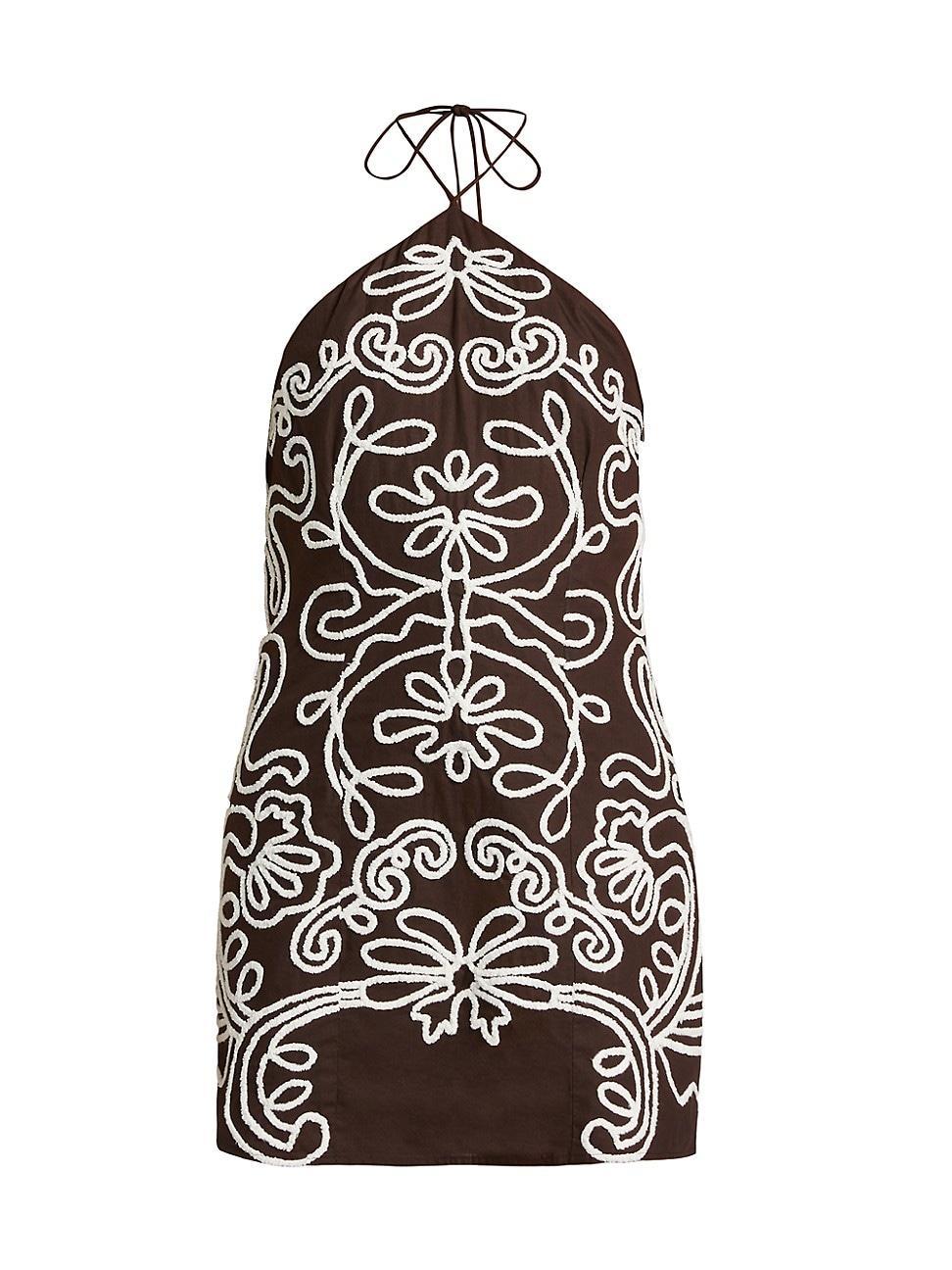 Womens Ilaya Embroidered Cotton Halterneck Minidress Product Image