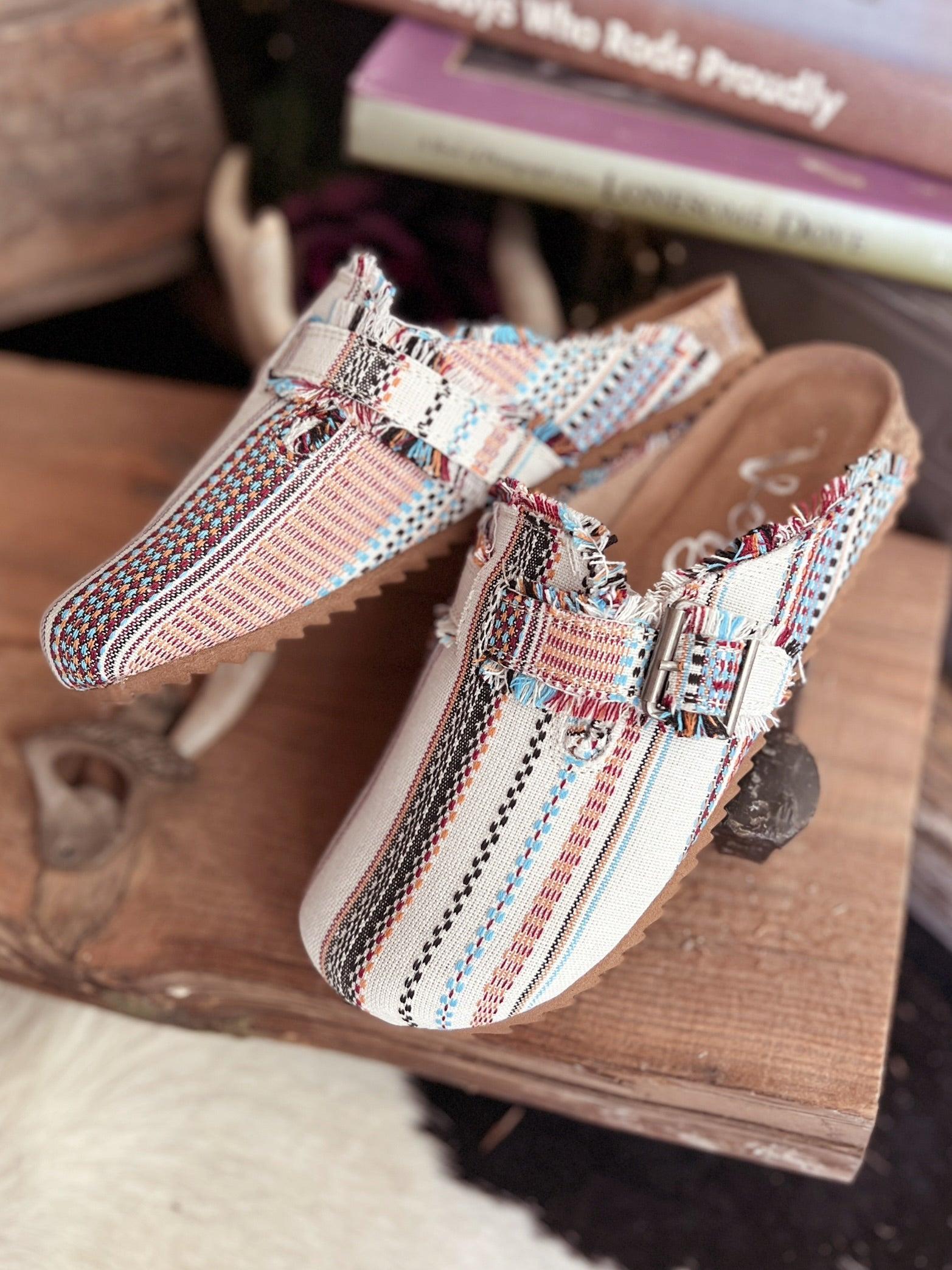 Serape Cream Basket Clog Shoes Product Image