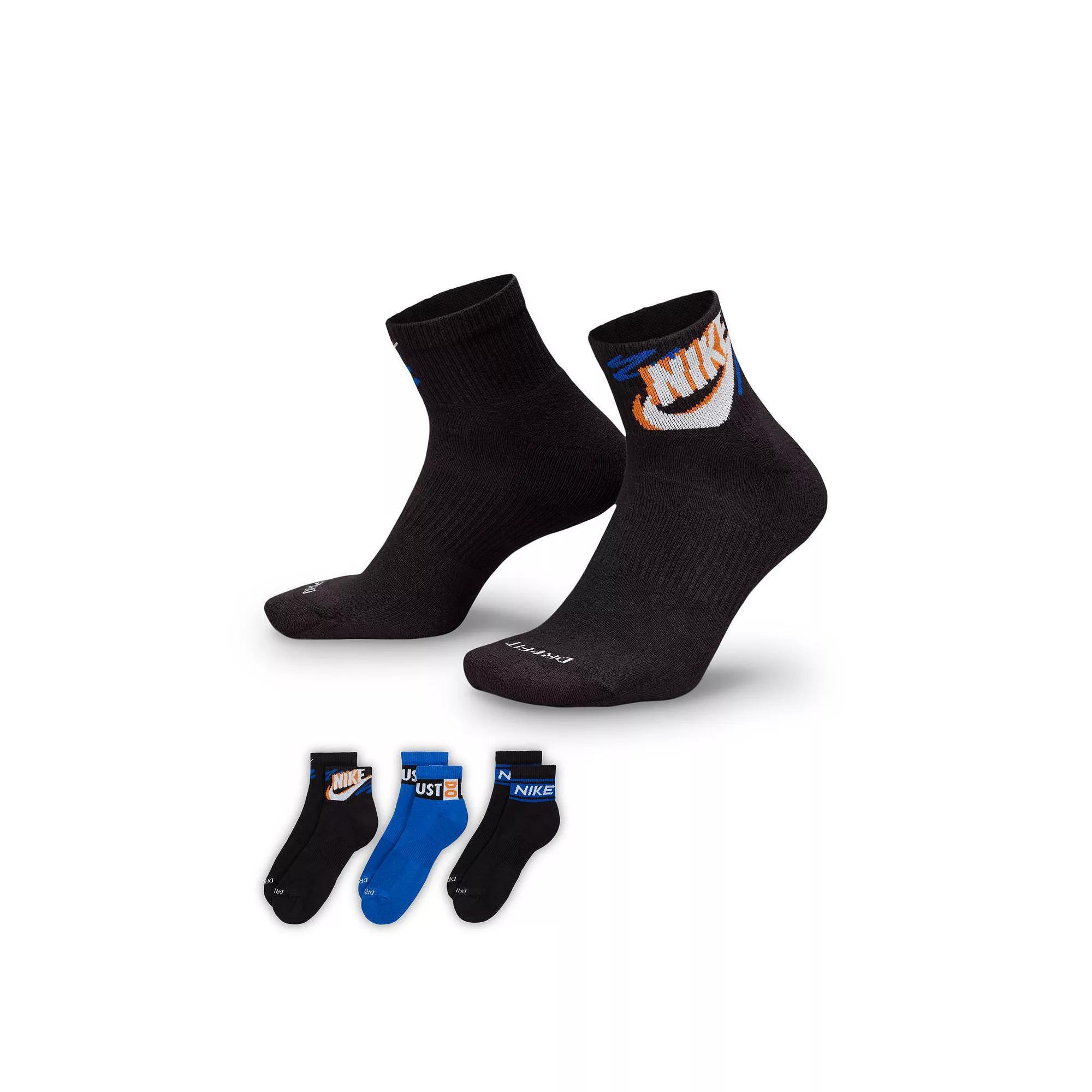 Women's Nike 3-Pack Sport Ankle Socks, Size: Medium, Black Product Image
