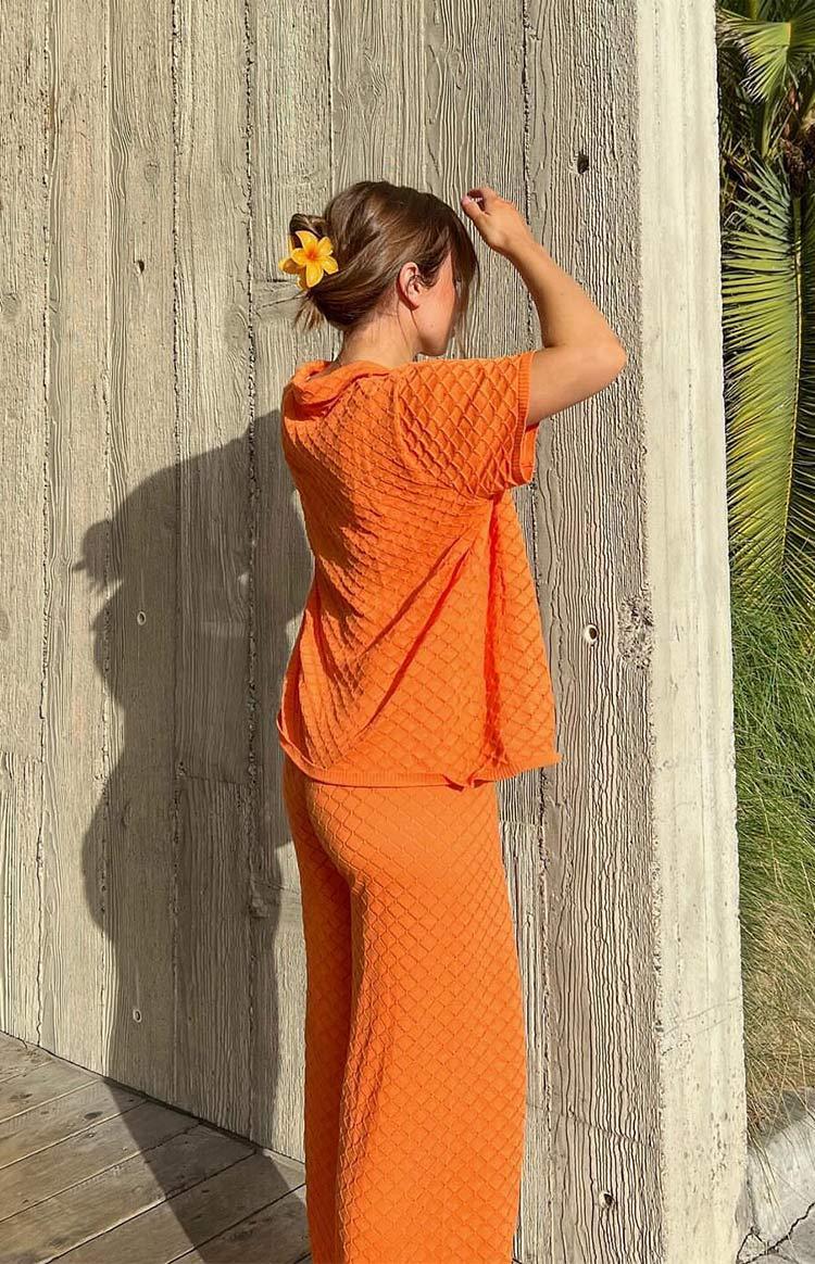 Zaida Orange Knit Top Product Image