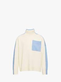 DUAL TONE - PATCH POCKET TURTLENECK SWEATER in white | JW Anderson US  Product Image
