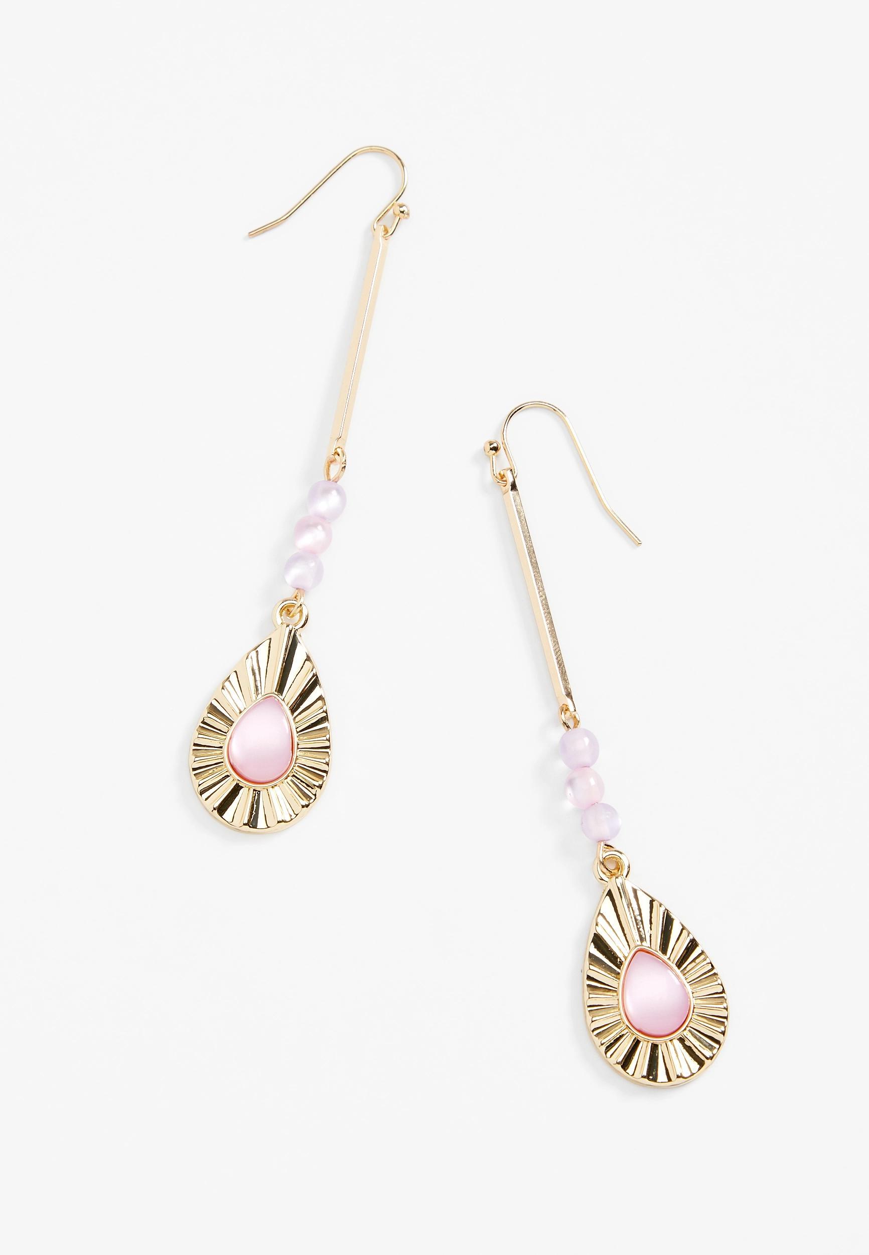 Gold Sunburst Drop Earrings Product Image
