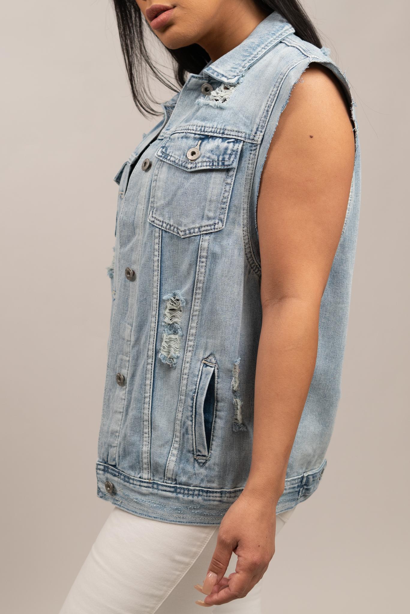 Blakely Distressed Boyfriend Fit Vest Product Image