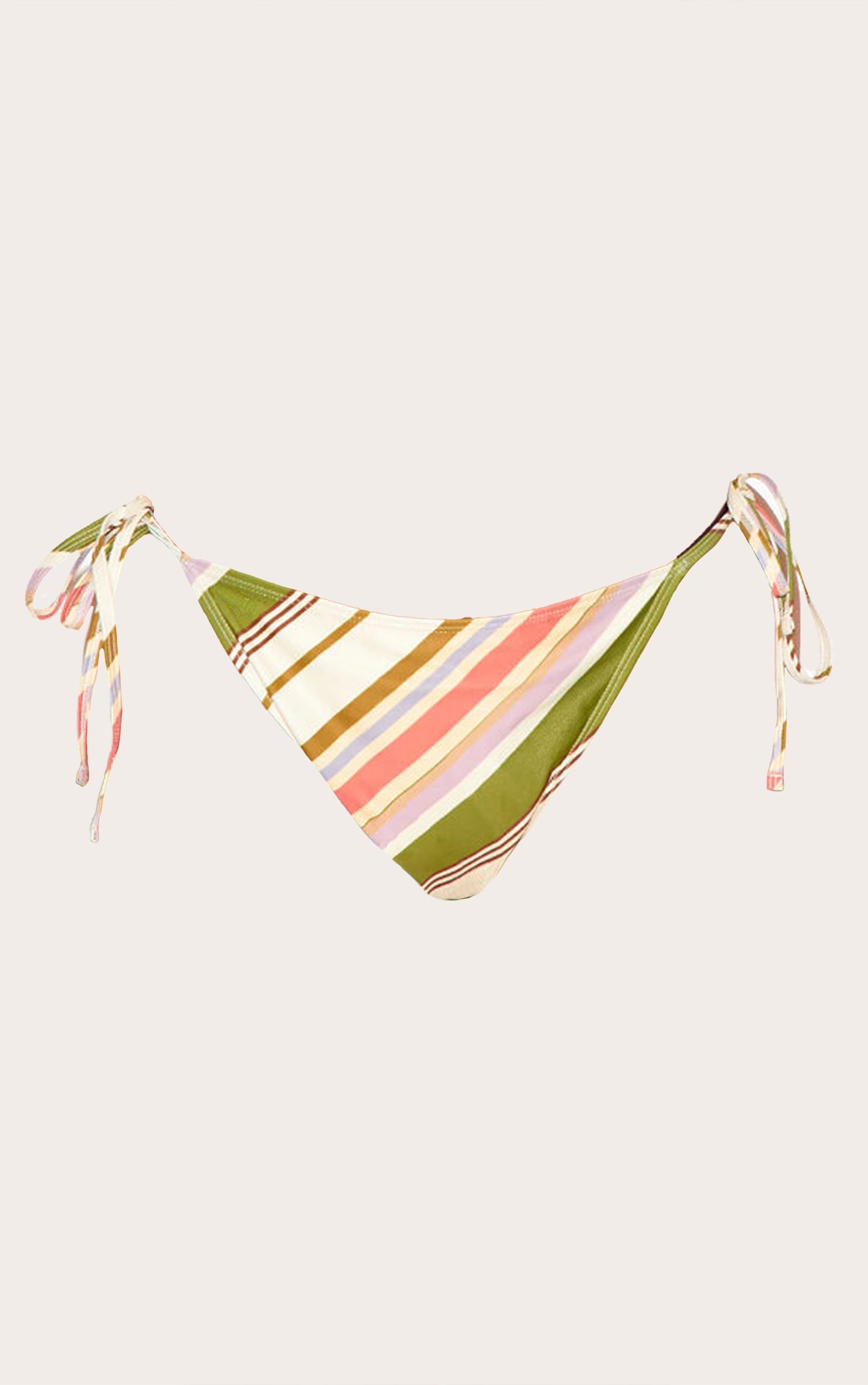 Plus Multi Diagonal Stripe Tie Side Bikini Bottoms Product Image