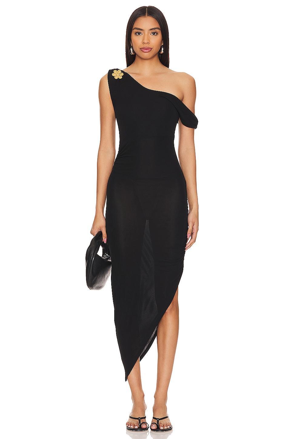 Louisa Brooch Dress - Black Asta Resort Product Image