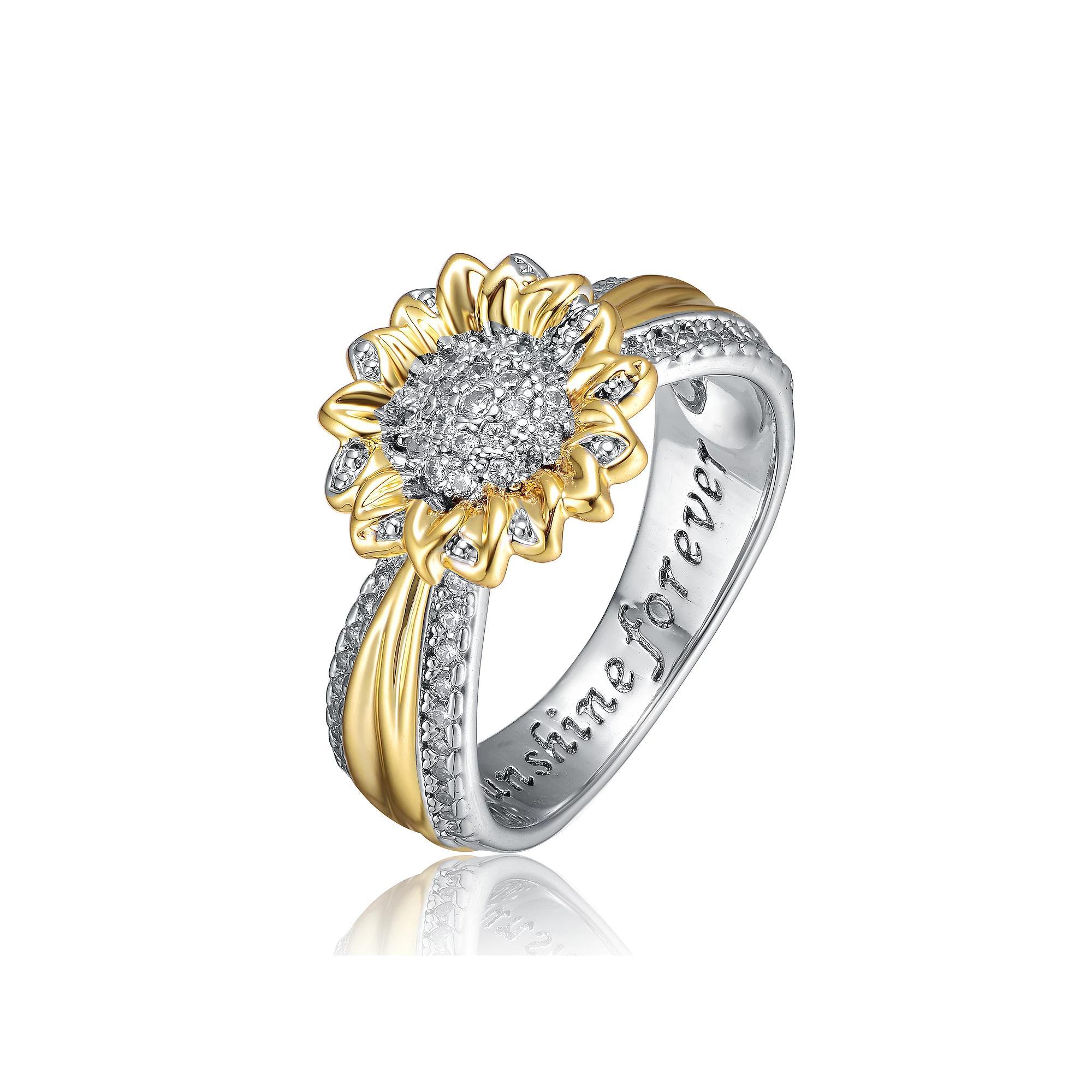 Two Tone Cubic Zirconia Nature Inspired Ring, Womens Two Tone White Product Image