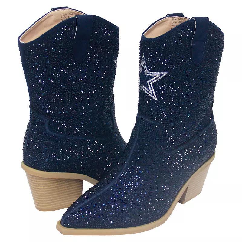 Women's Cuce  Navy Dallas Cowboys Crystal Ankle Boots, Size: 6, Blue Product Image