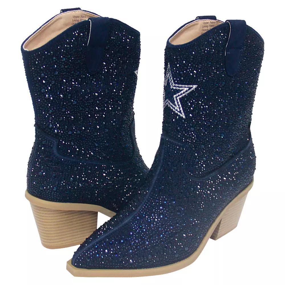 Women's Cuce  Navy Dallas Cowboys Crystal Ankle Boots, Size: 6, Blue Product Image