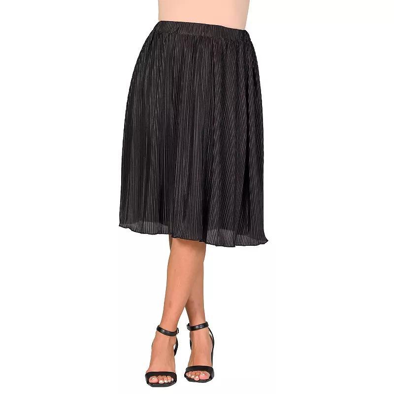 Women's 24Seven Comfort Apparel Elegant Accordion Pleated Elastic Waistband Party Midi Skirt, Size: Medium, Hunter Product Image