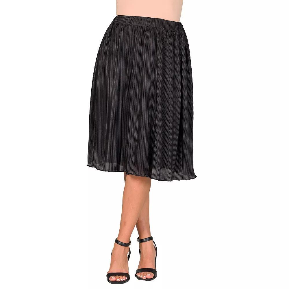 Women's 24Seven Comfort Apparel Elegant Accordion Pleated Elastic Waistband Party Midi Skirt, Size: Medium, Hunter Product Image