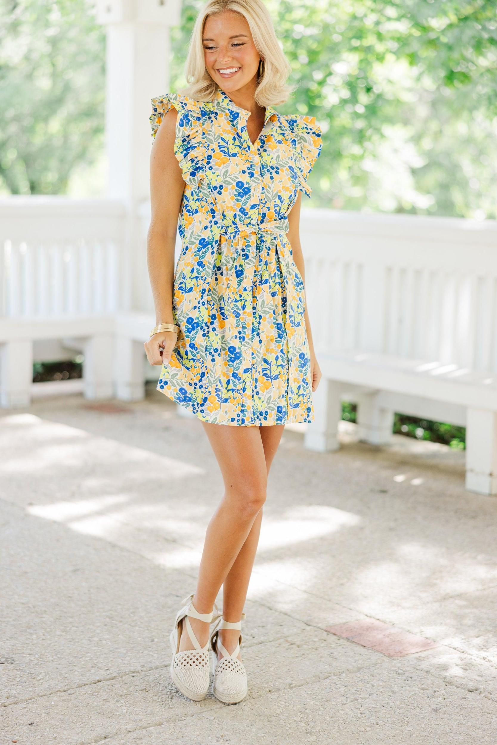 Know Your Strengths Yellow Ditsy Floral Dress Female Product Image