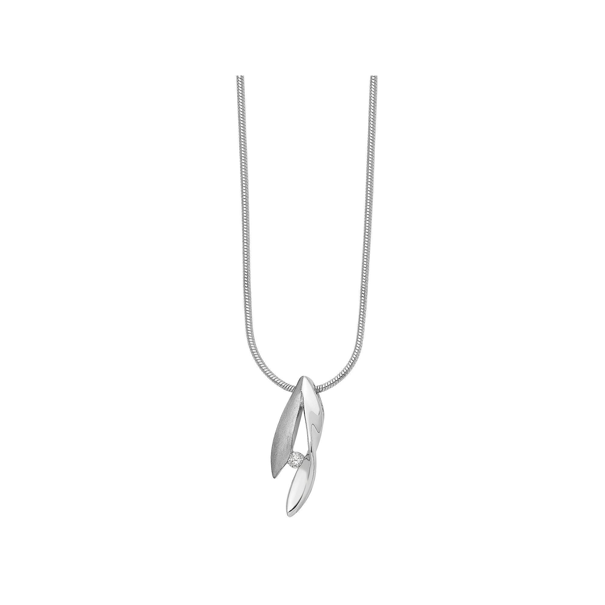 White Ice Sterling Silver Satin & Polished Diamond Accent Necklace, Women's, Size: 18" Product Image