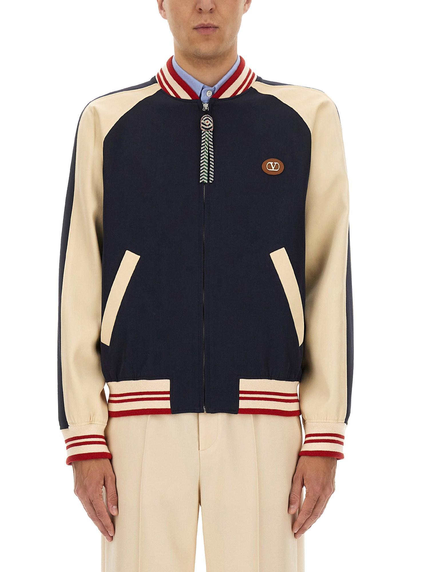 VALENTINO La Chat De La Maison Wool Bomber Jacket In Black Product Image