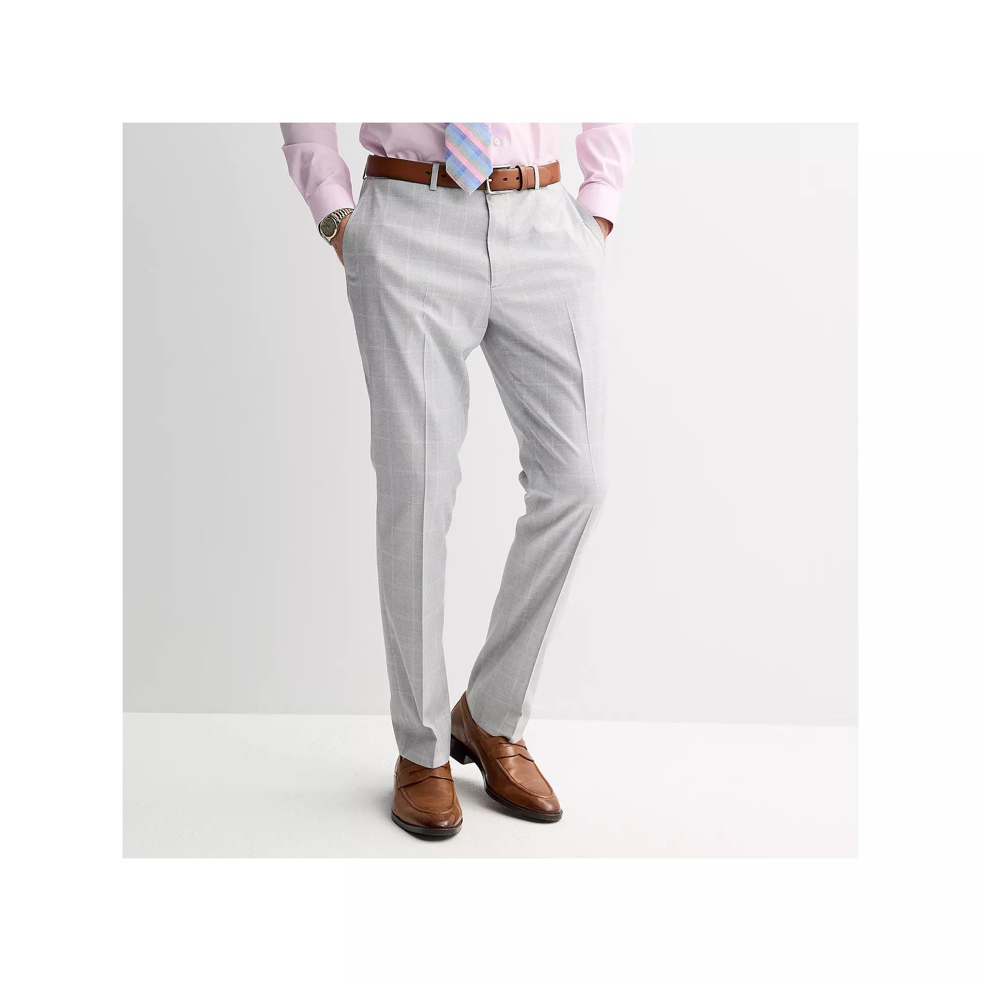 Men's Apt. 9® Premier Flex Performance Slim-Fit Washable Suit Pants, Size: 32X30, Light Gray Windowpane Product Image