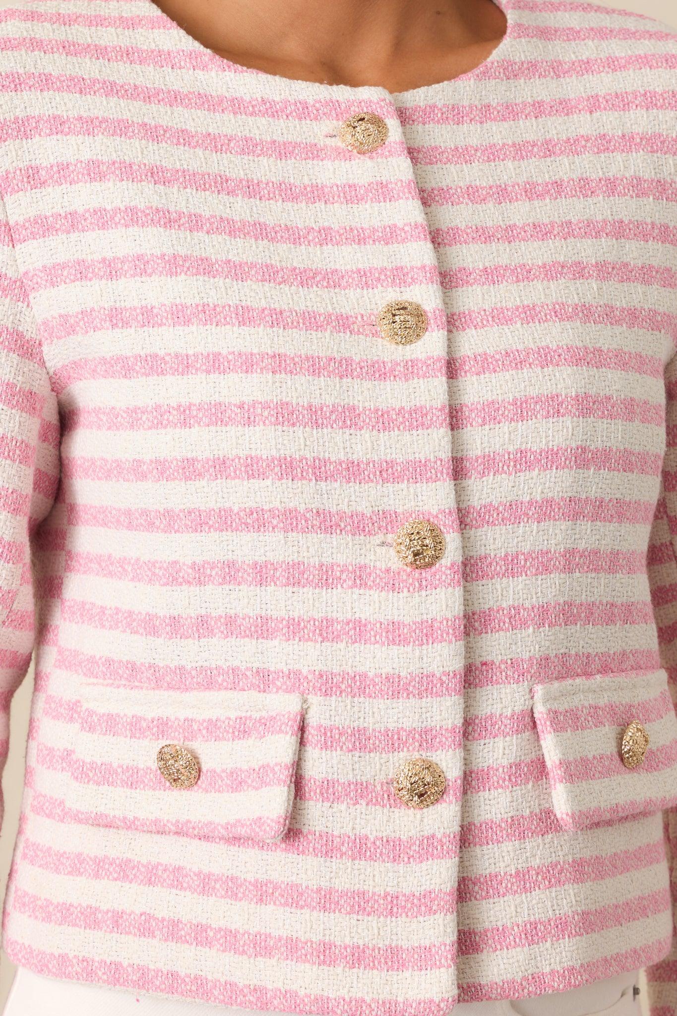 Gallery Opening Pink Stripe Tweed Jacket Product Image