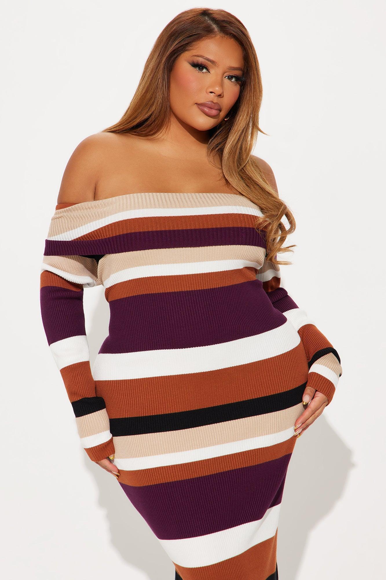 Main Muse Sweater Midi Dress - Purple/combo Product Image