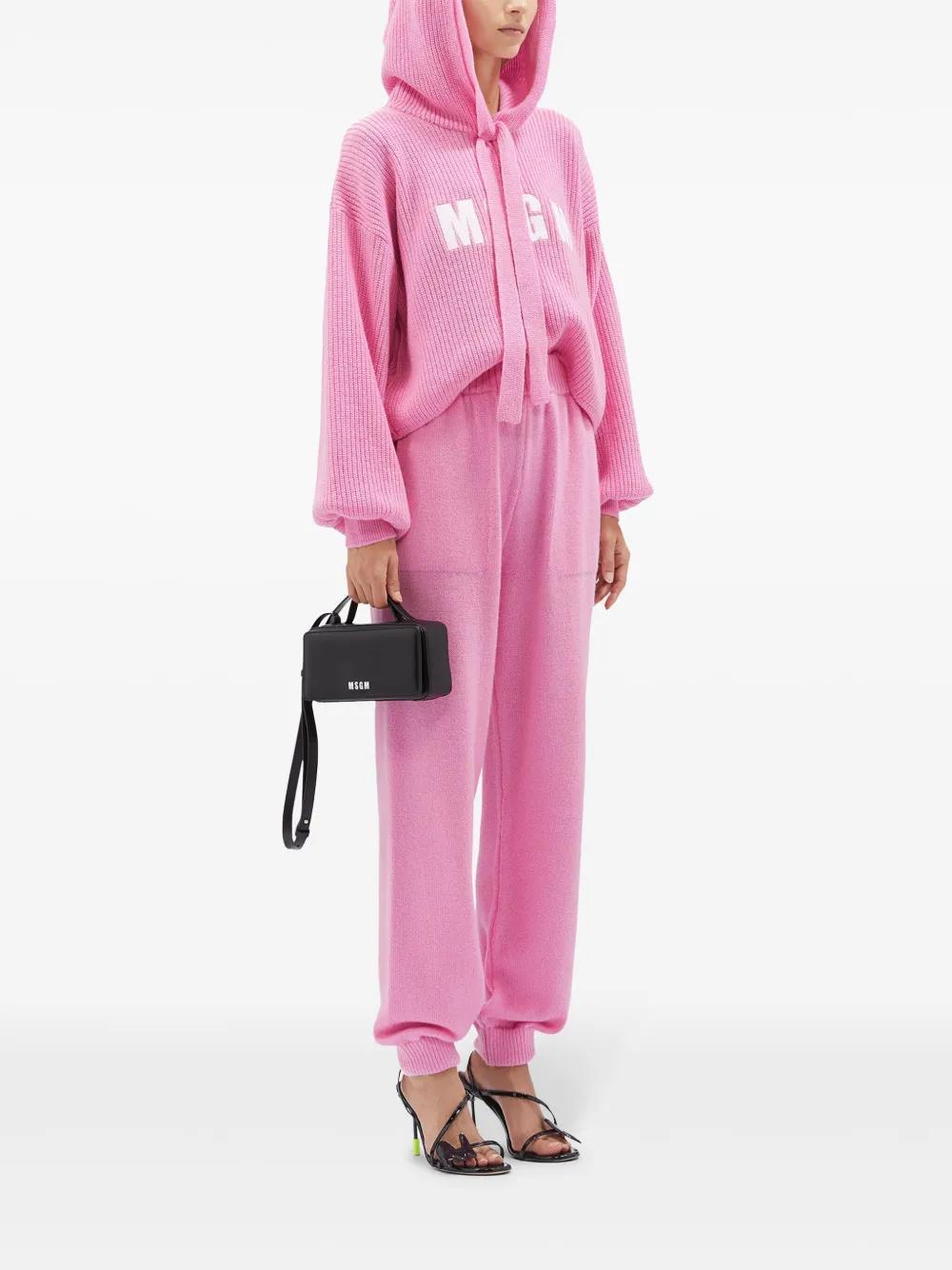 MSGM Embroidered-logo Trousers In Pink Product Image