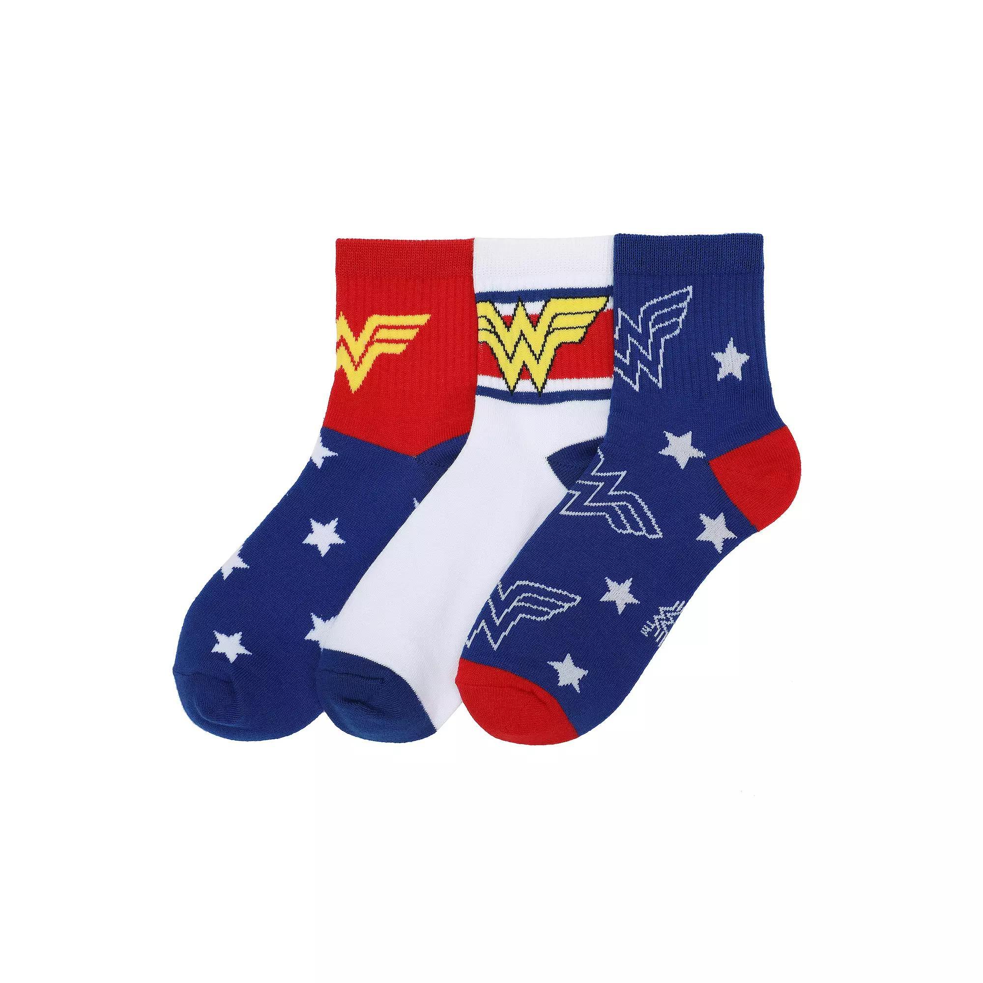 Women's Wonder Woman Quarter Crew Socks 3-Pack, Size: 5-10, Multi Product Image
