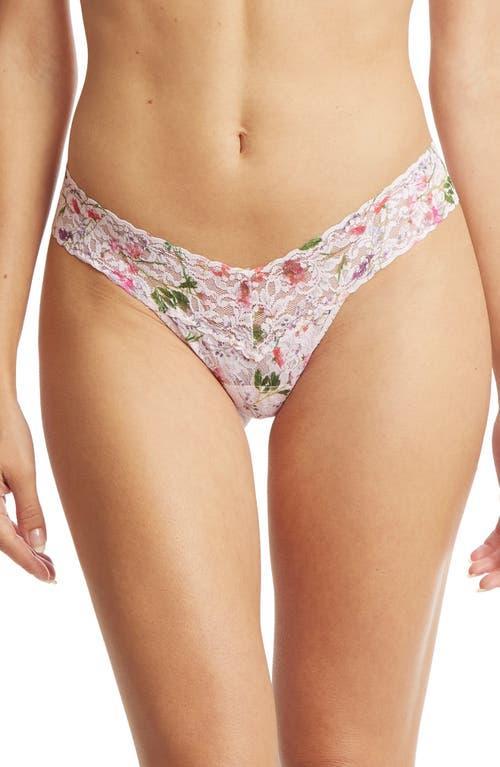 Printed Low-Rise Signature Lace Thong Product Image