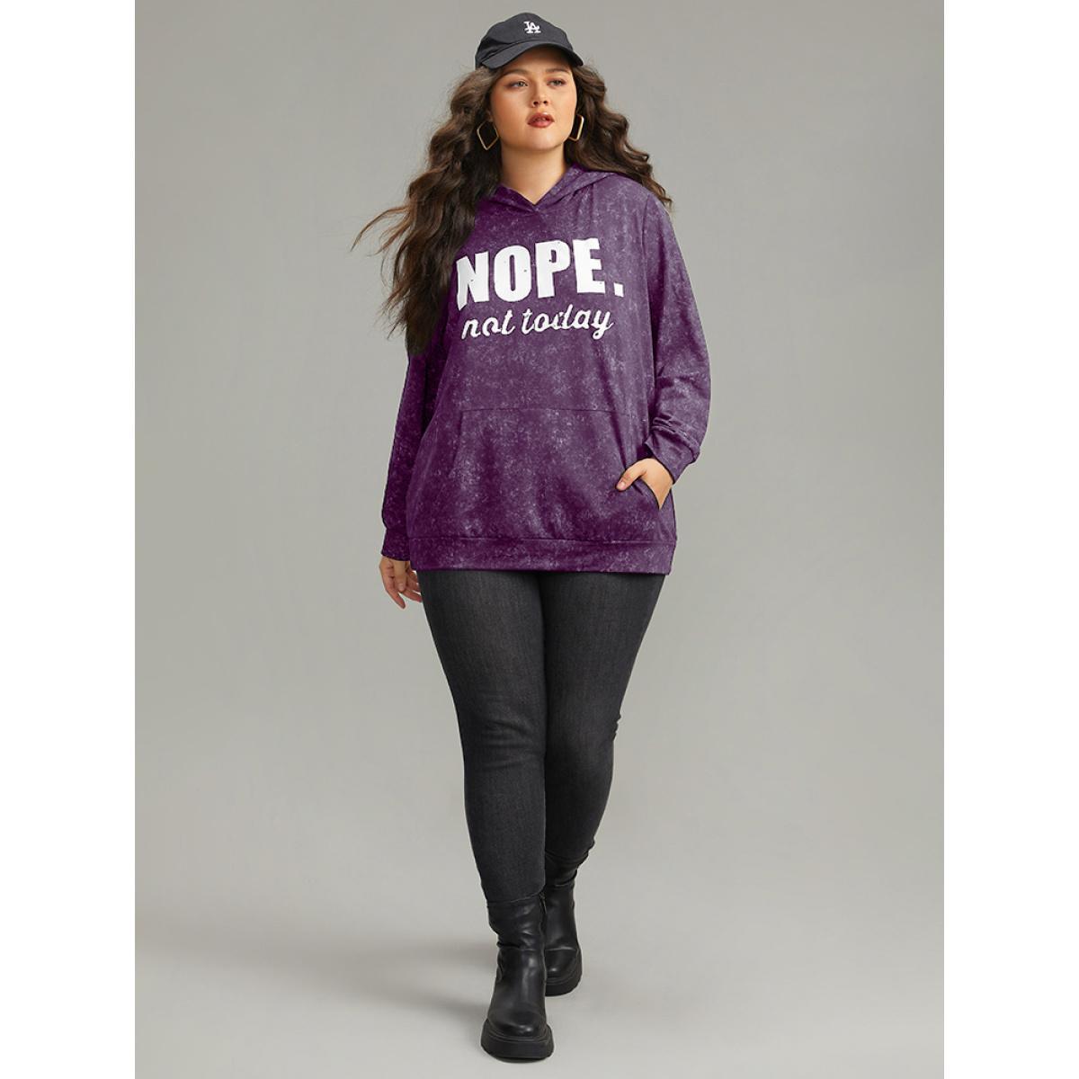 Plus Size Letter Vintage Hooded Pocket Sweatshirt Women DarkGreen Casual Printed Dailywear Sweatshirts BloomChic 22-24/3X Product Image