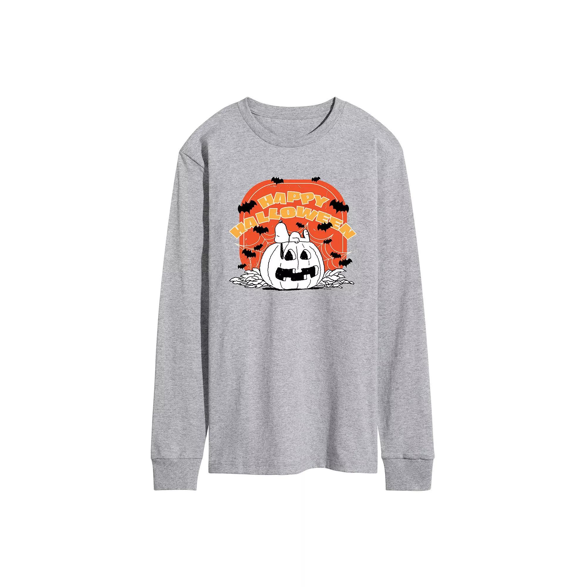 Men's Peanuts Retro Halloween Long Sleeve Graphic Tee, Size: XXL, Grey Gray Product Image