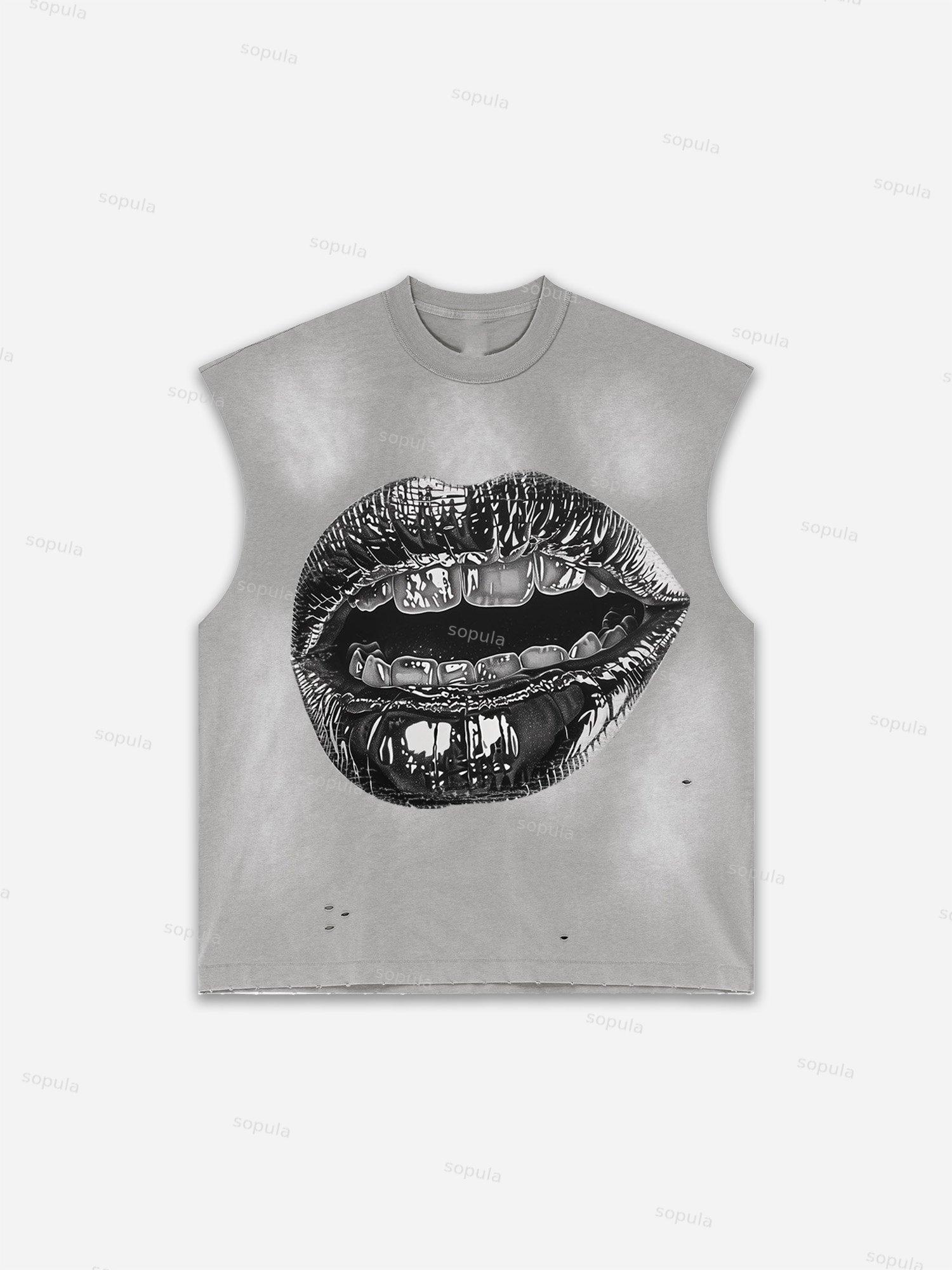 Sopula Men's I Am Allergic To People Fun Portrait Print Distressed Tank Tops Sleeveless Shirts Product Image