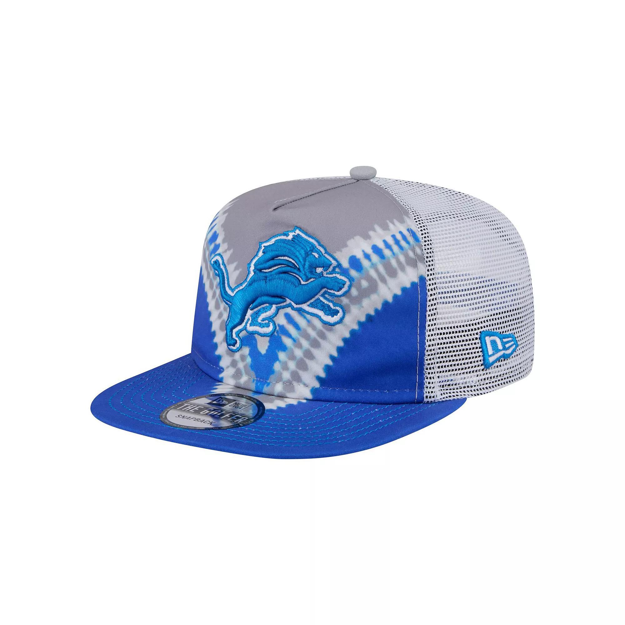 Men's New Era Gray/Blue Detroit Lions Throwback Dye Golfer Snapback Hat, Grey Product Image