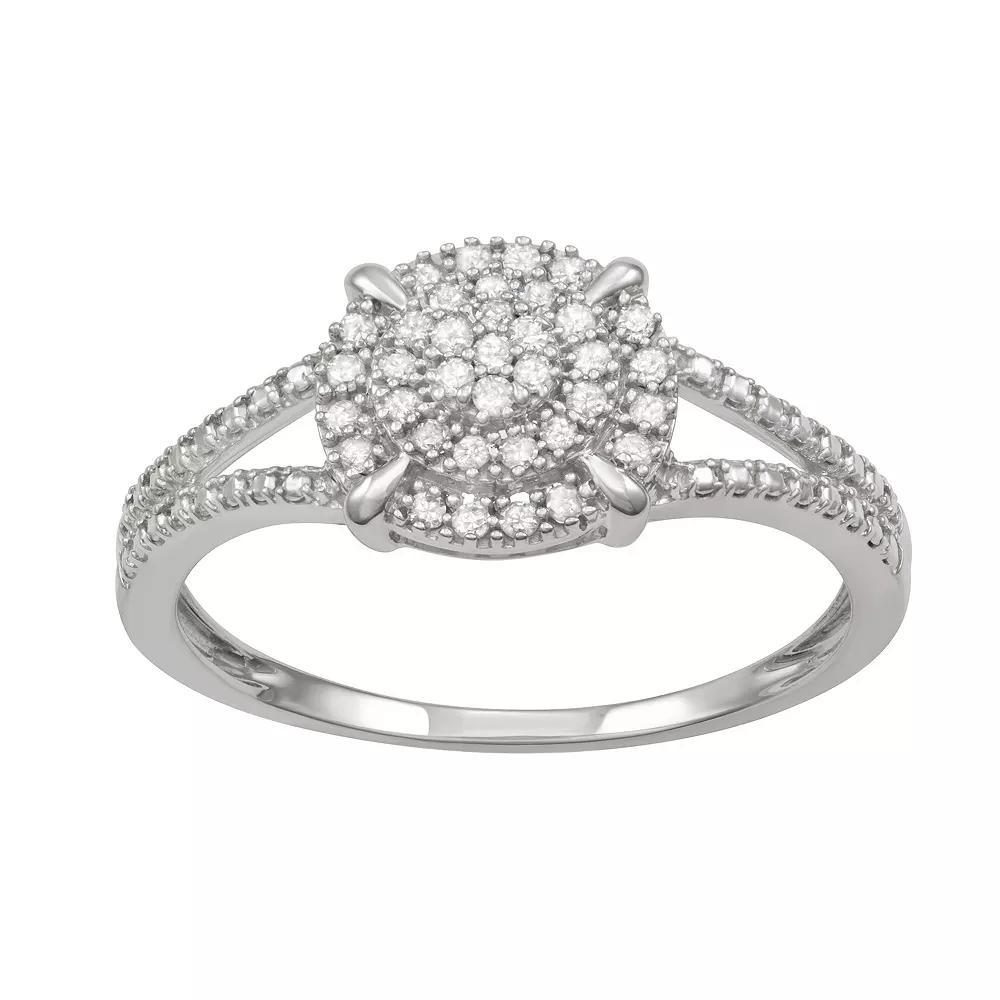 HDI Sterling Silver 1/5 Carat T.W. Diamond Cluster Ring, Women's, Size: 9 Product Image