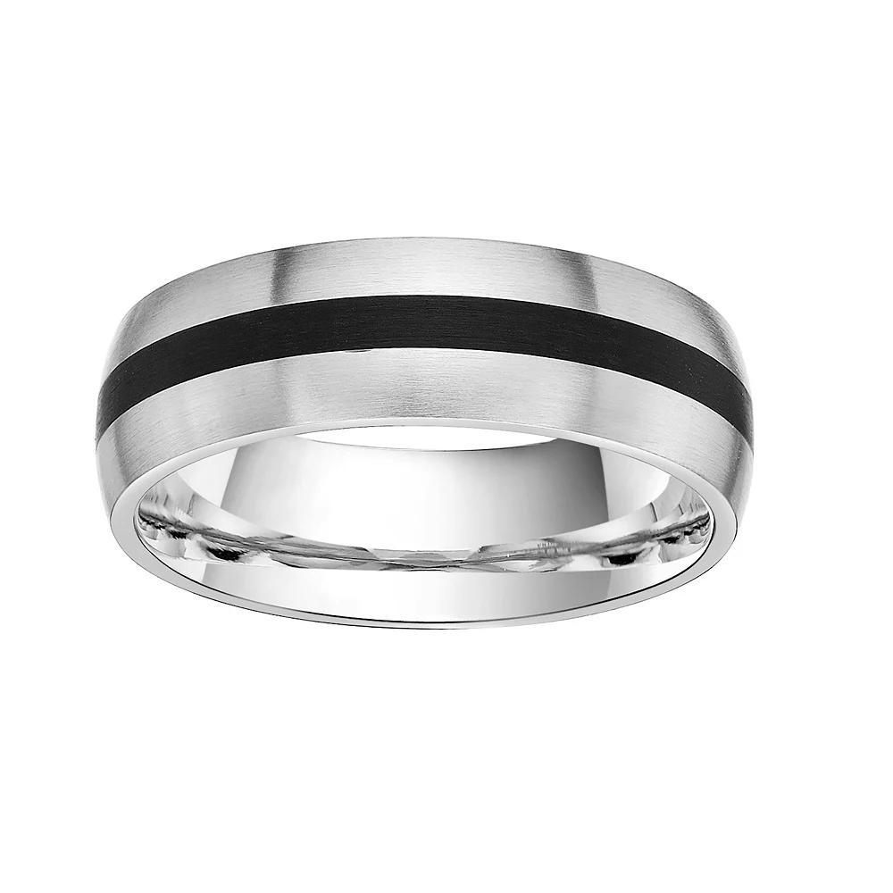 Men's LYNX Two Tone Stainless Steel Stripe Ring, Size: 8 Product Image