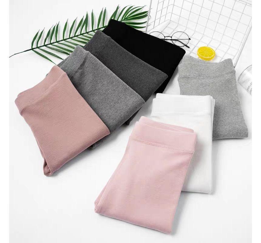 High Waist Plain Cropped Leggings Product Image