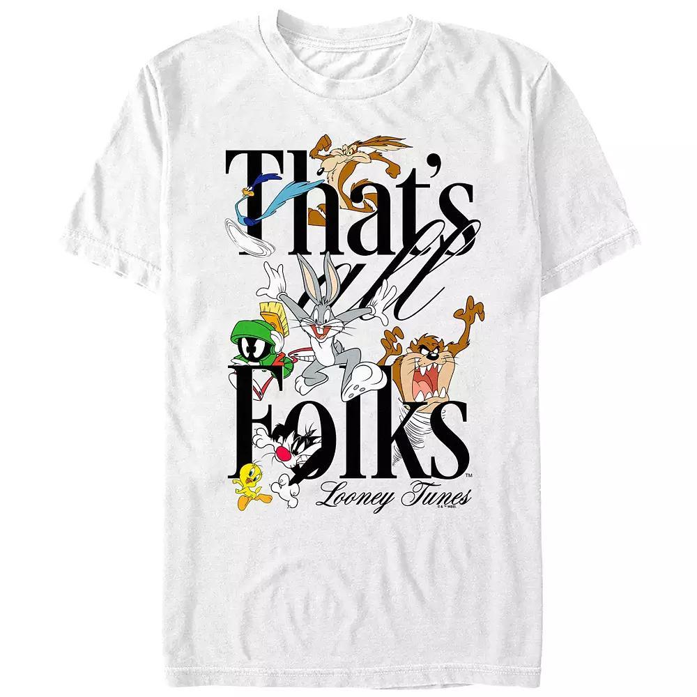 Men's Looney Tunes That's All Folks Graphic Tee, Size: Medium, White Product Image