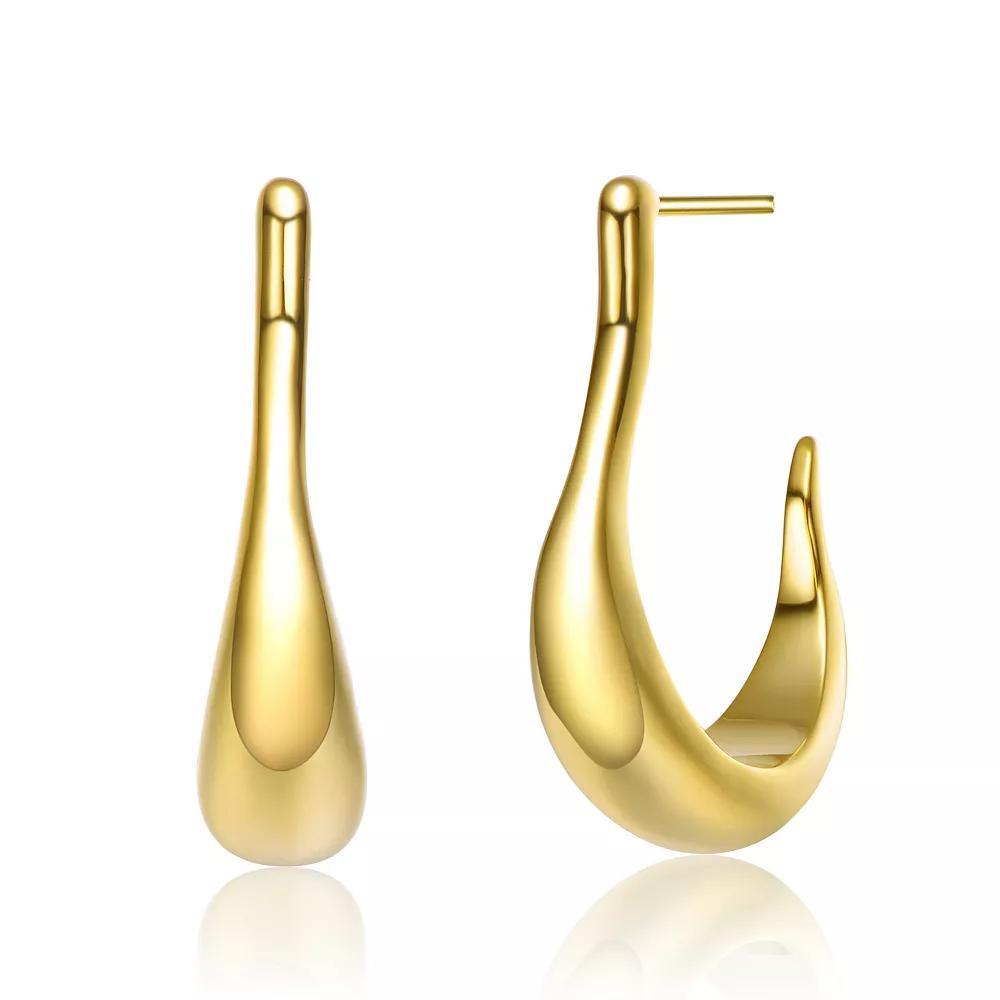 14k Gold Plated Asymmetrical Open Hoop Earrings, Women's, Gold Tone Product Image