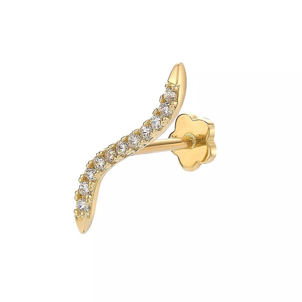 Lila Moon 14k Gold Cubic Zirconia Curved Bar Cartilage Earring, Women's Product Image