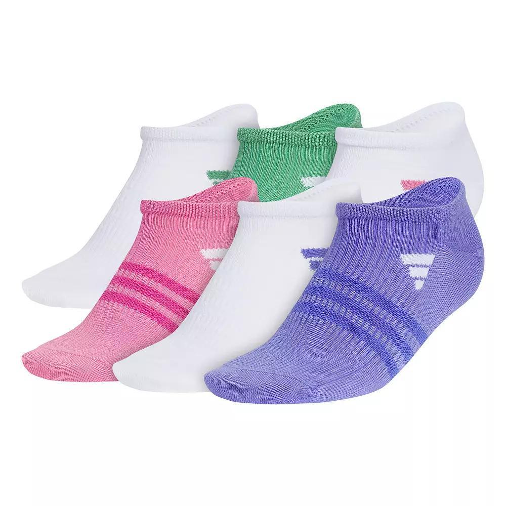 Women's adidas Superlite 3.0 6-Pack No Show Socks, Size: 5-10, White Green Pink Product Image